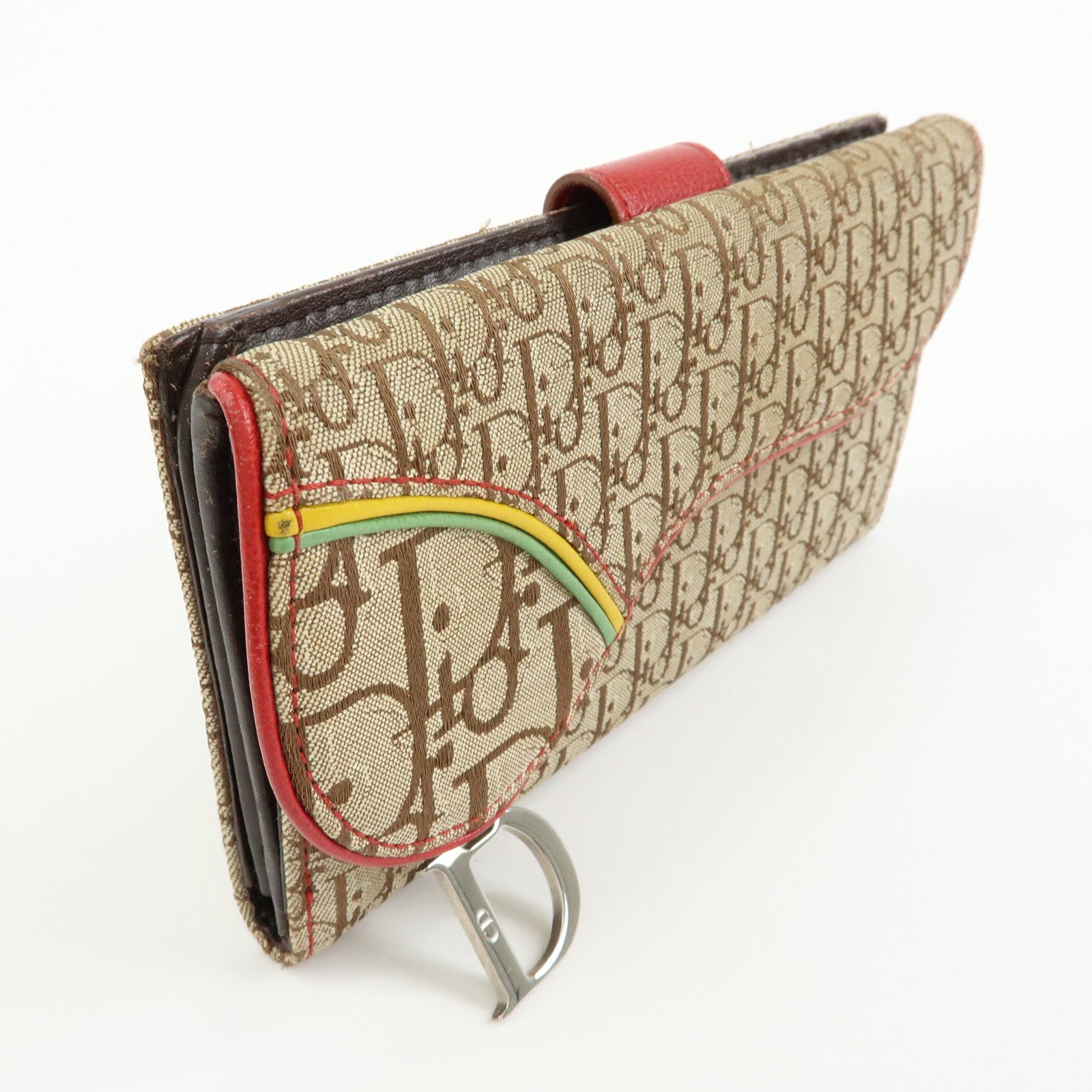 Christian Dior Rasta Trotter Canvas Leather Saddle Long Wallet