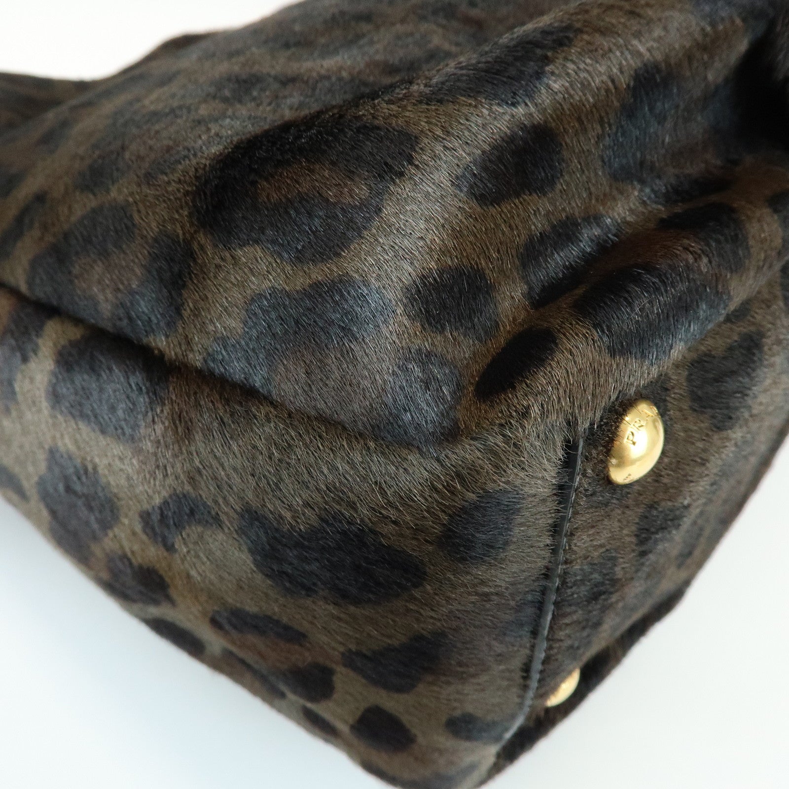 PRADA Leopard Unborn Calf Shoulder Bag Dark Brown BR4941