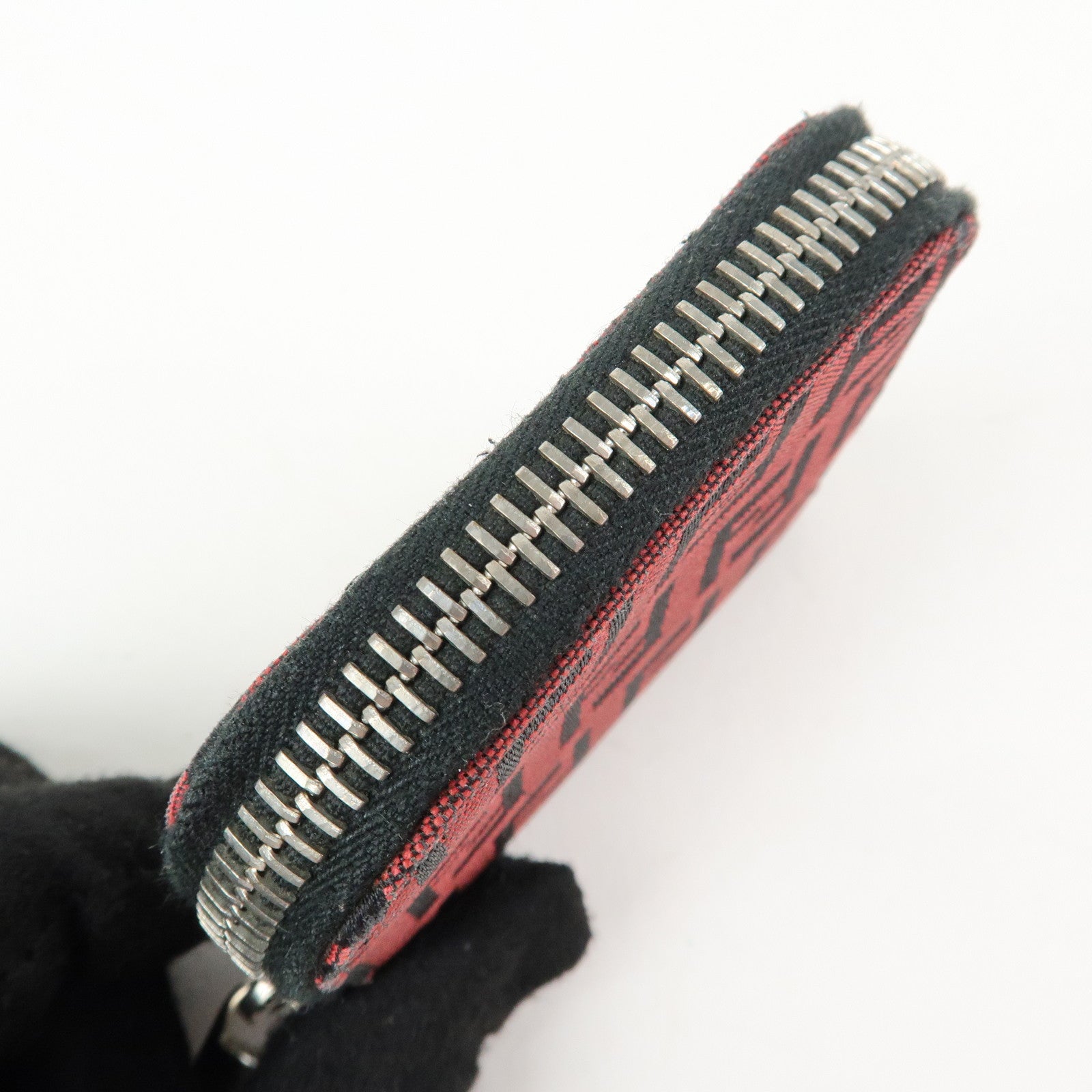 FENDI Zucchino Canvas Coin Case Coin Purse Red
