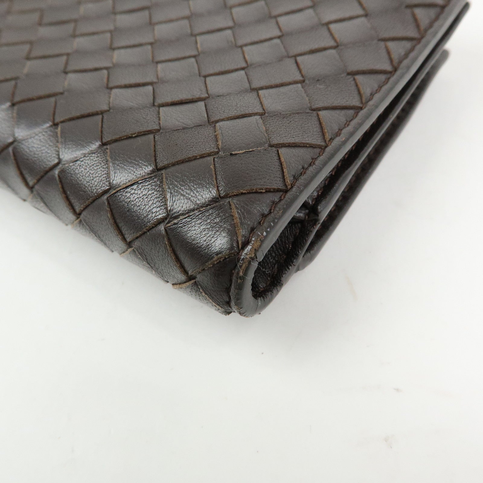 BOTTEGA VENETA Intrecciato Leather Bi-fold Long Wallet Brown