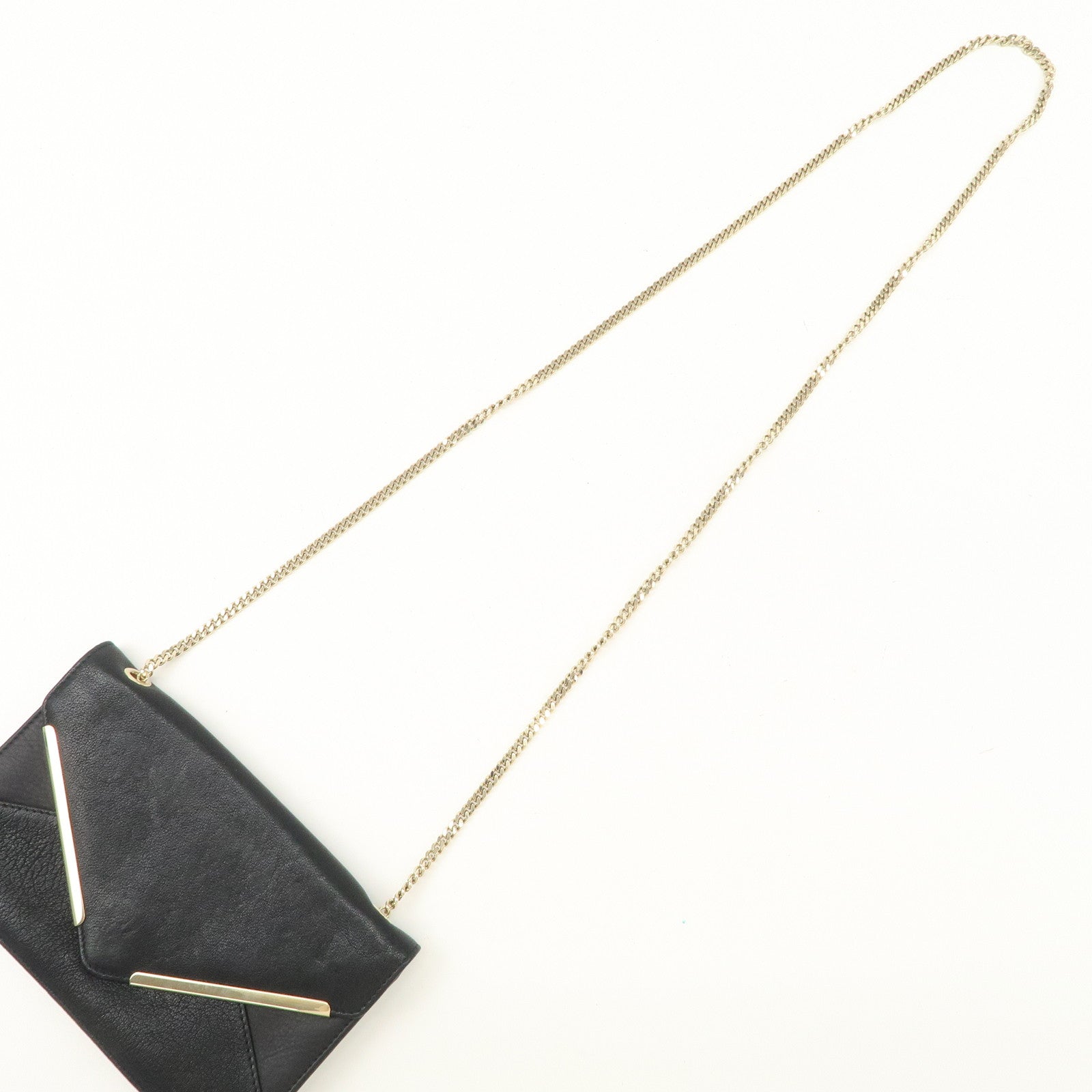 Chloe Leather Chain Shoulder Bag Black Gold Hardware Used