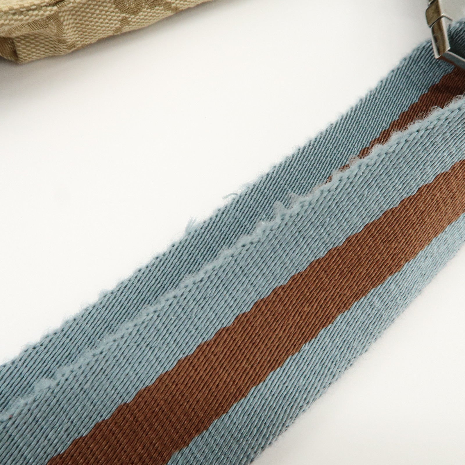 GUCCI GG Canvas Leather Waist Bag Crossbody Bag Light Blue 28566