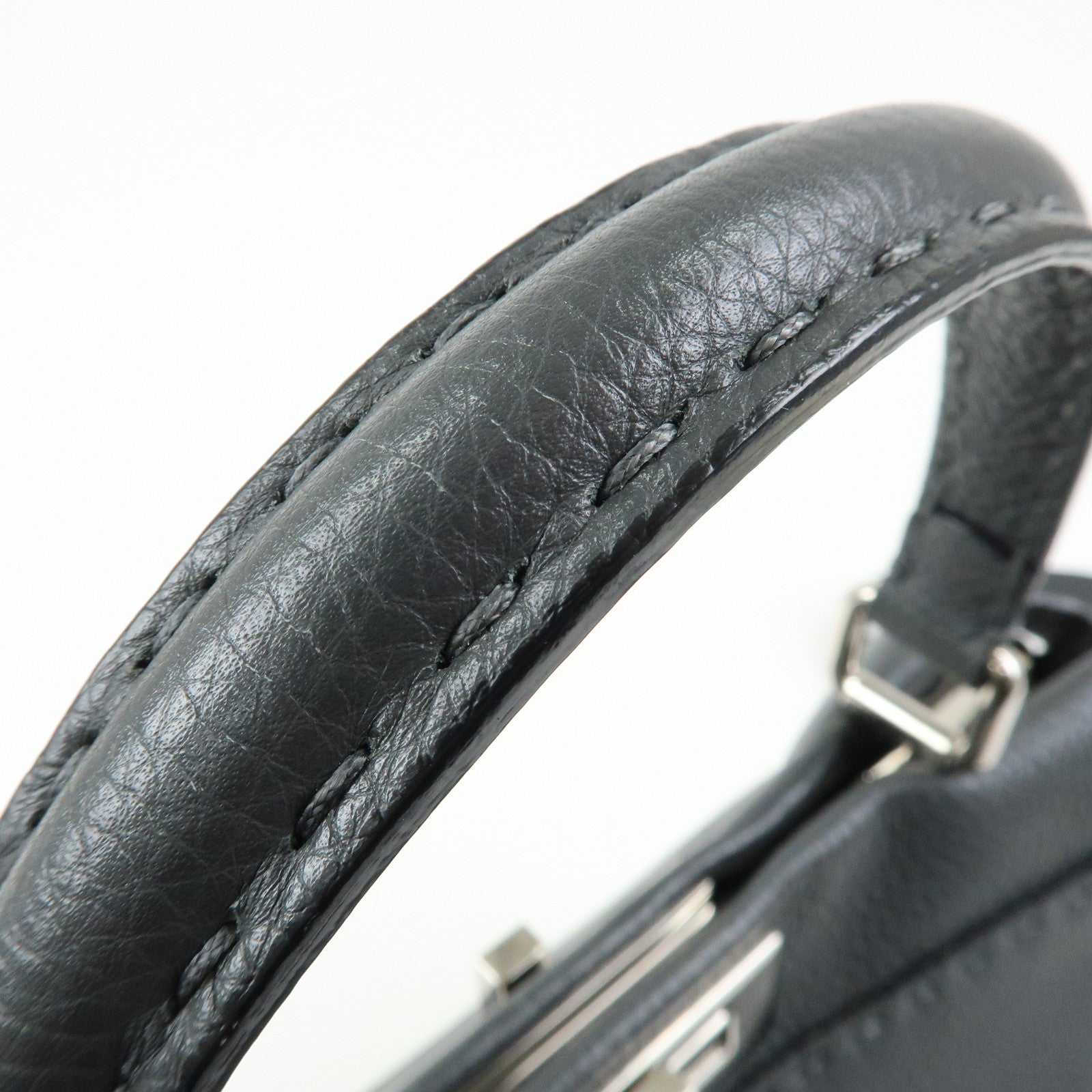 FENDI Selleria Peekaboo Leather 2Way Bag Hand Bag Gray 8BN290