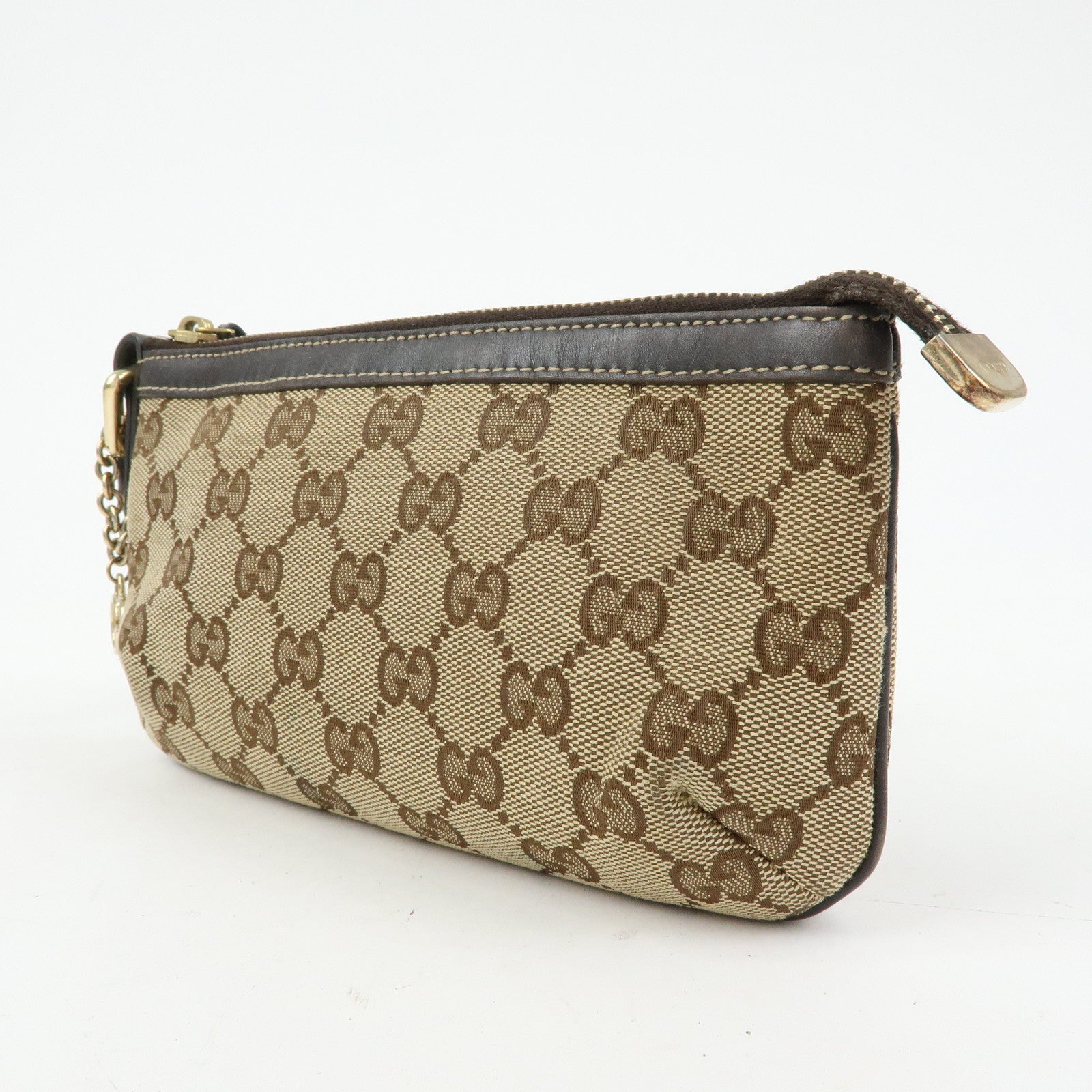 GUCCI Sherry Interlocking G Canvas Leather Mini Clutch Bag 191184