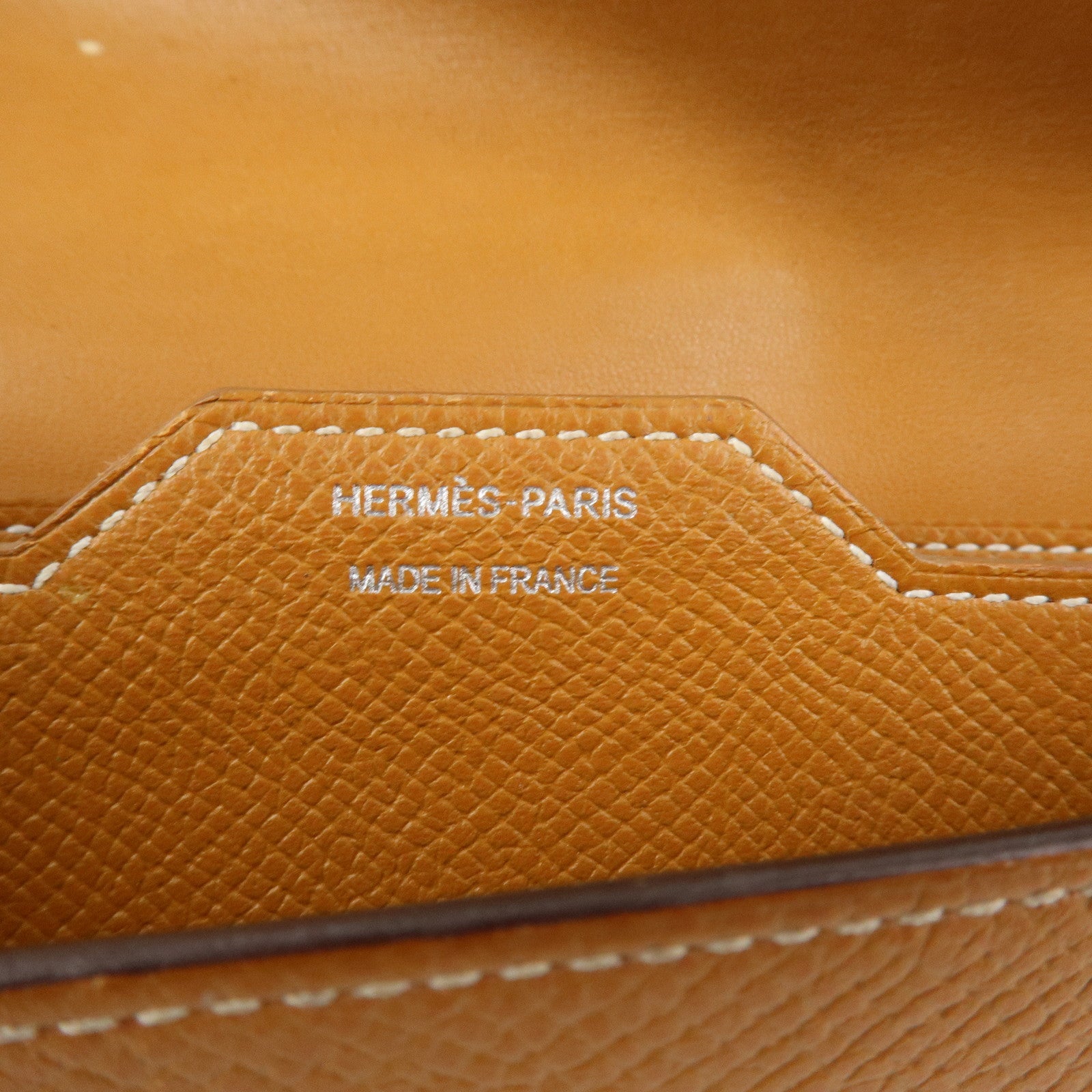 HERMES Logo Leather Passant X Stamped Flap Long Wallet Brown