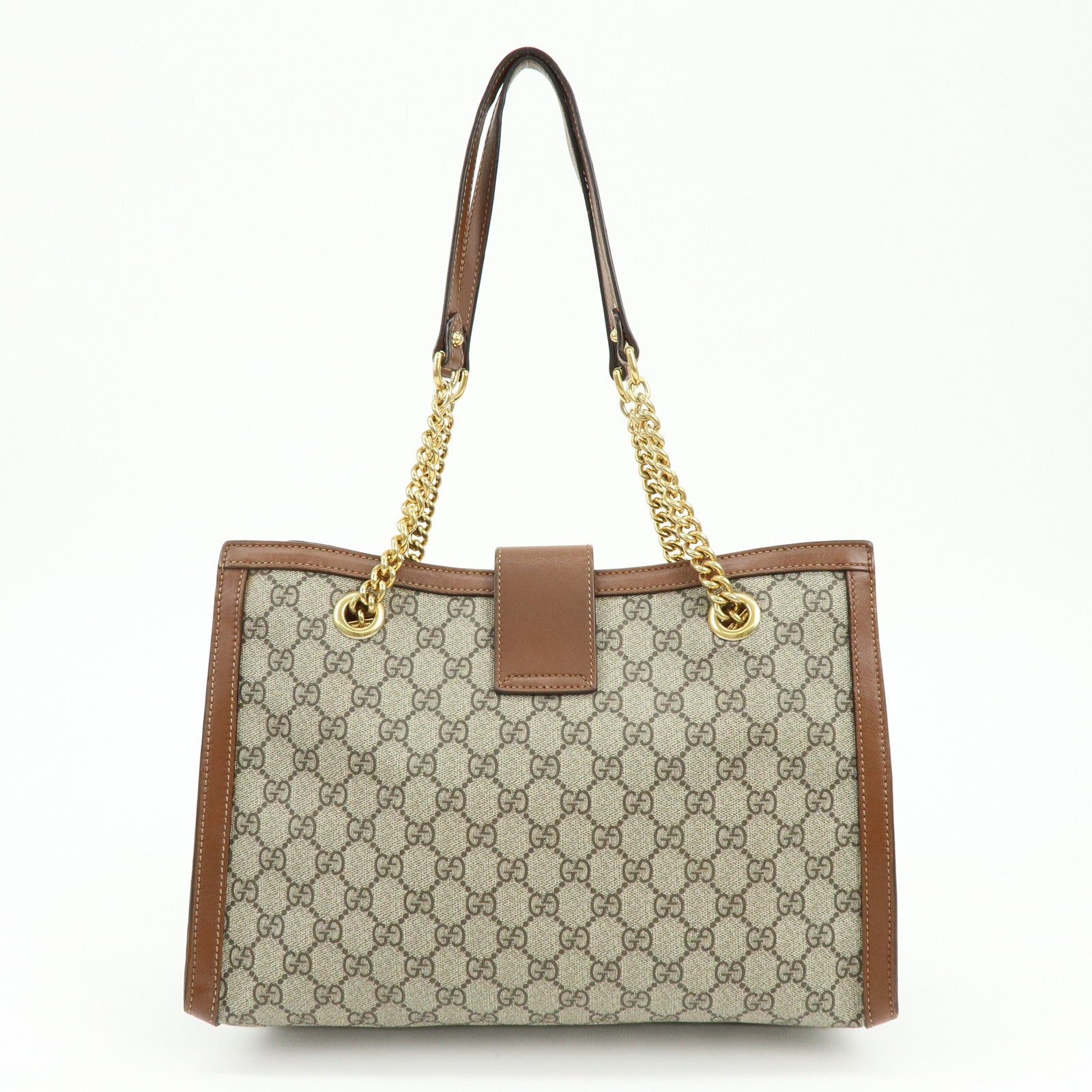 GUCCI GG Supreme PVC Leather Chain Shoulder Bag Beige Brown 479197