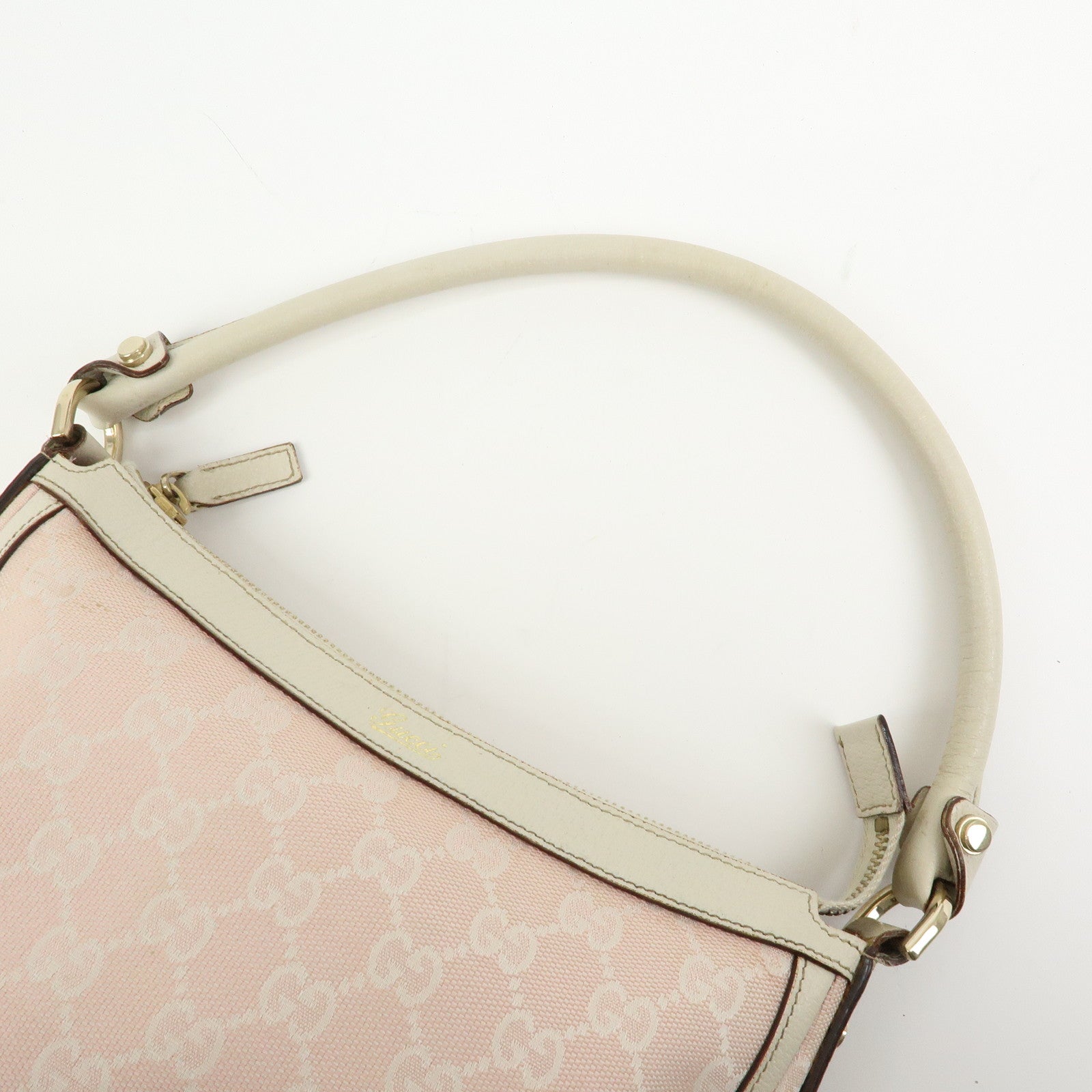 GUCCI GG Canvas Shoulder Bag Hand Bag Pink White 146244