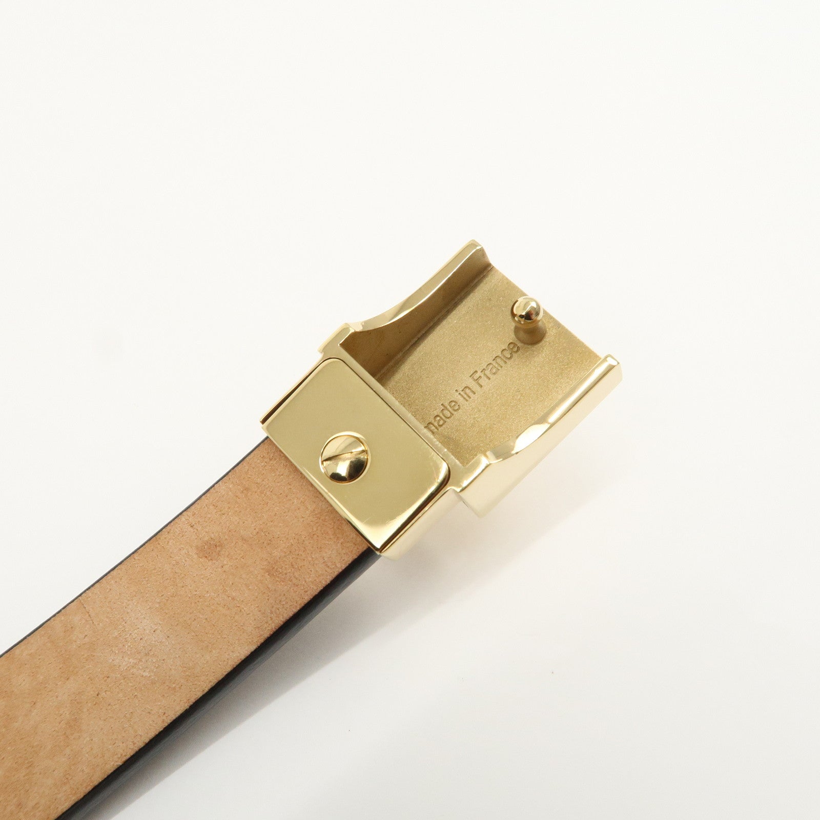 Louis Vuitton Ceinture Carre Leather Belt Black Gold