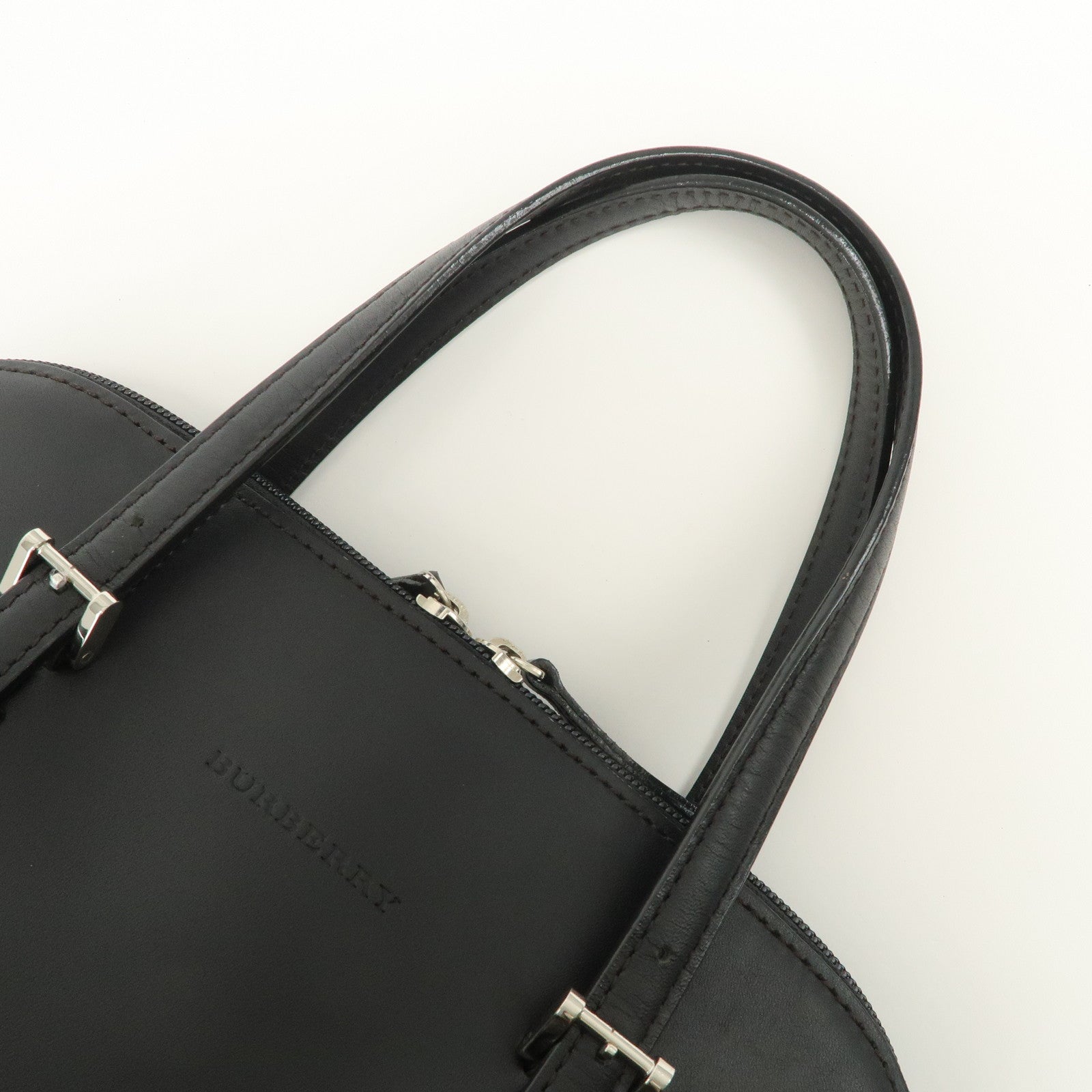 BURBERRY Logo Leather Hand Bag Black