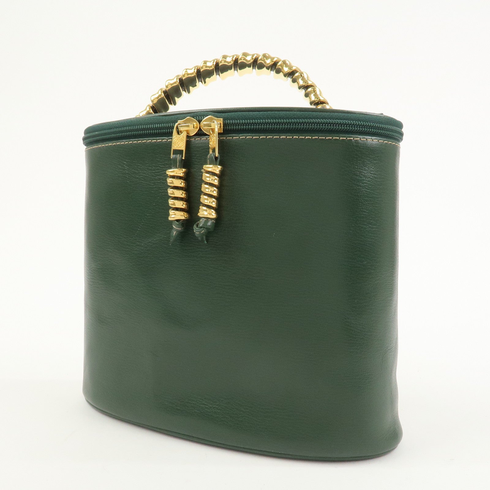 LOEWE Velazquez Calf Leather Hand Bag Vanity Bag Green