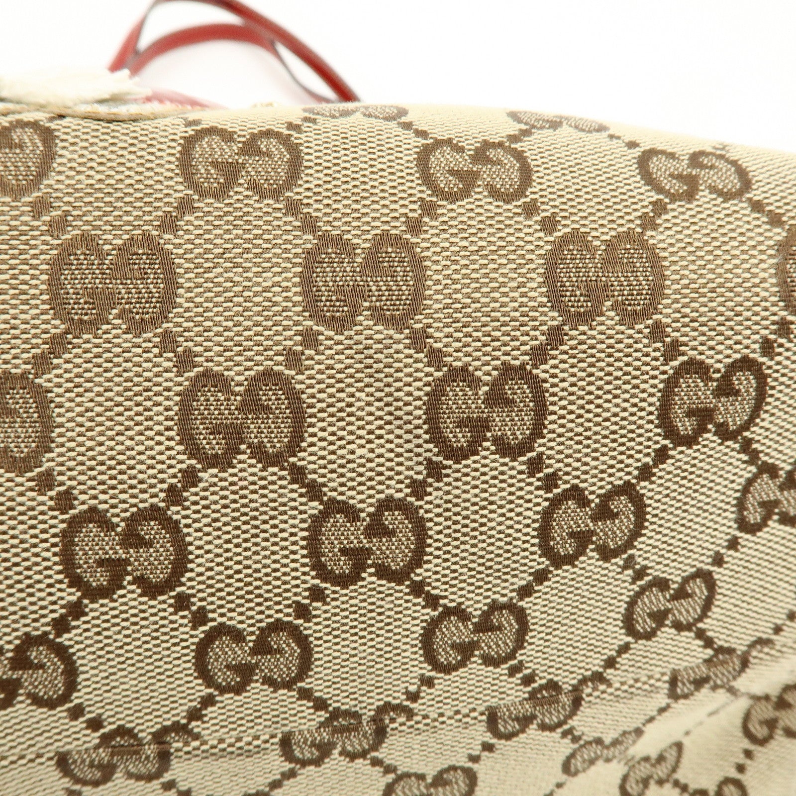 GUCCI Gucciori GG Canvas Leather PVC Shoulder Bag Beige Red 212376