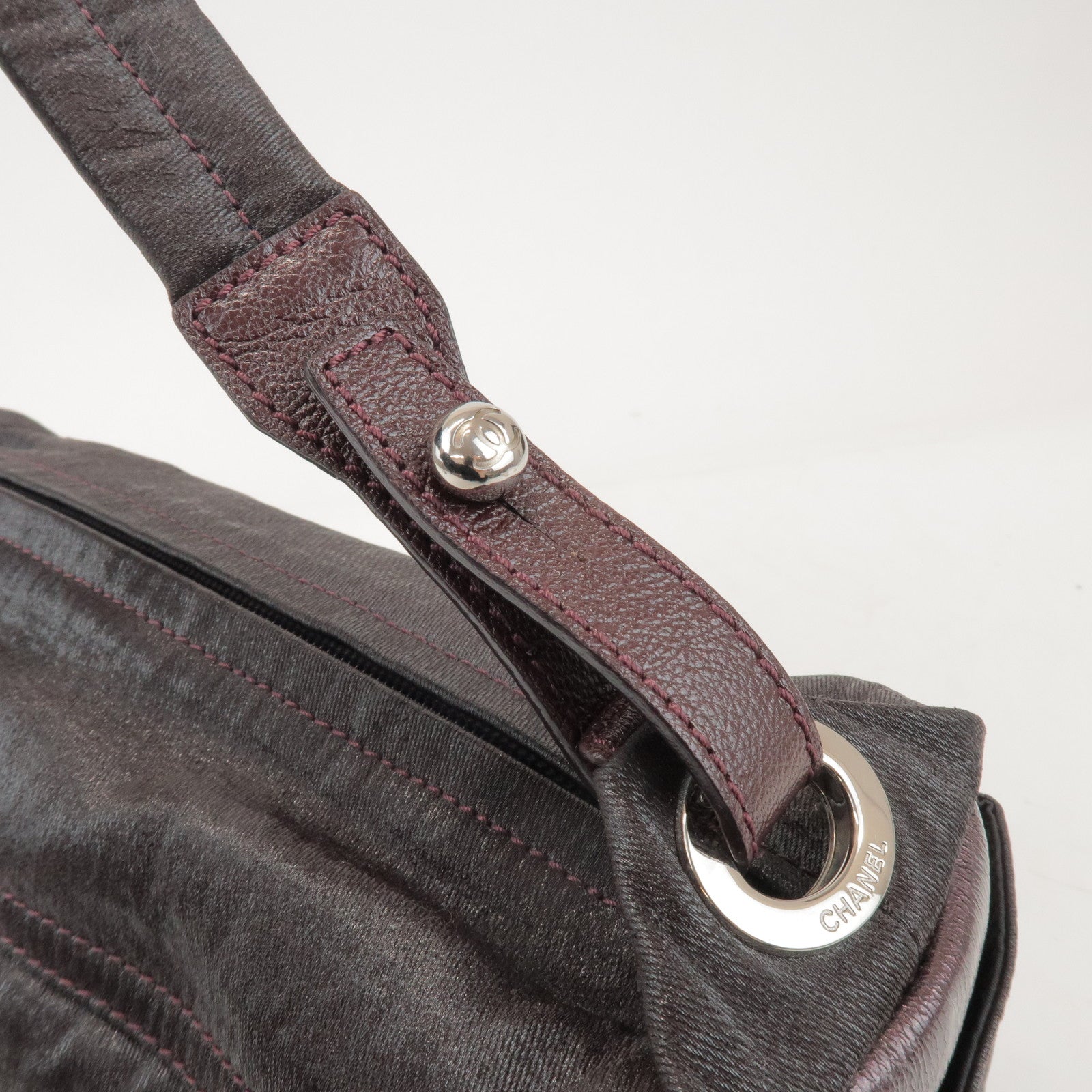 CHANEL Biarritz PVC Coated Canvas Calf Leather Shoulder Bag A34205