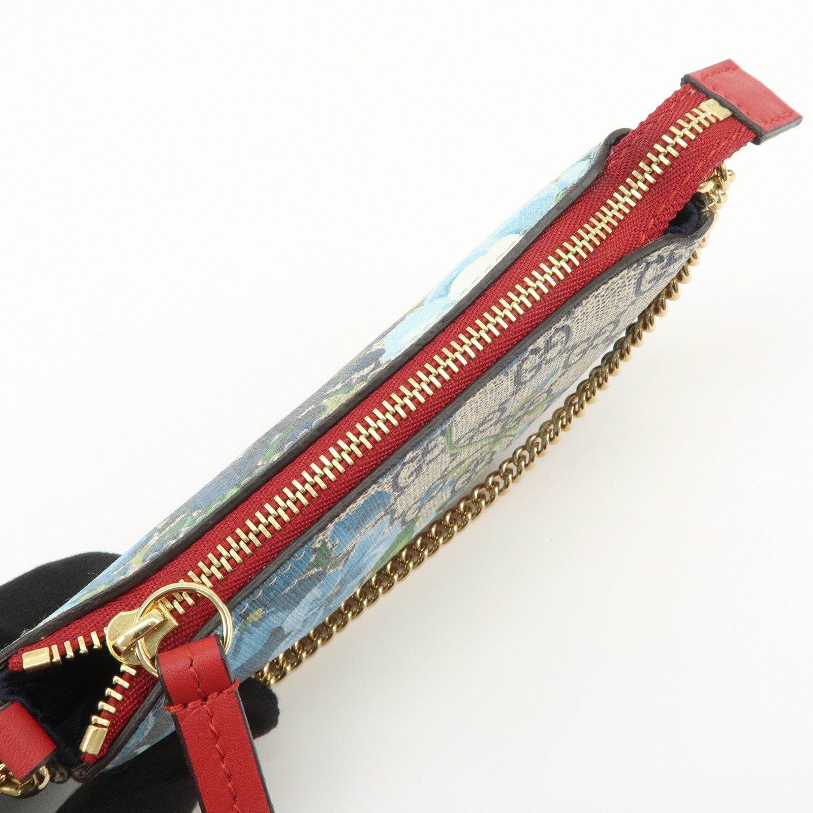 GUCCI GG Supreme GG Blooms Cosmetic Pouch Hand Bag Blue Red 429766