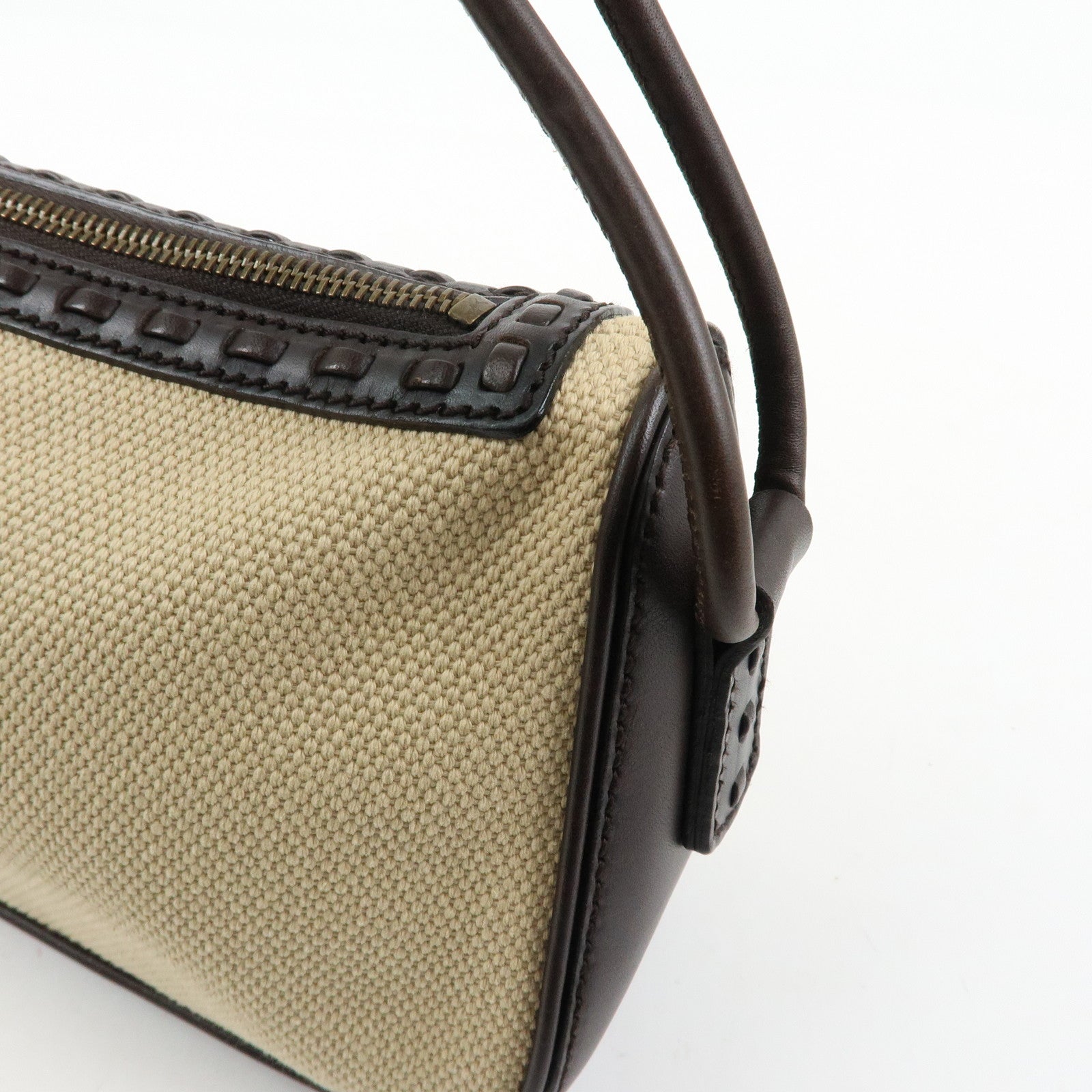 GUCCI Canvas Leather Shoulder Bag Hand Bag Beige Brown 106383