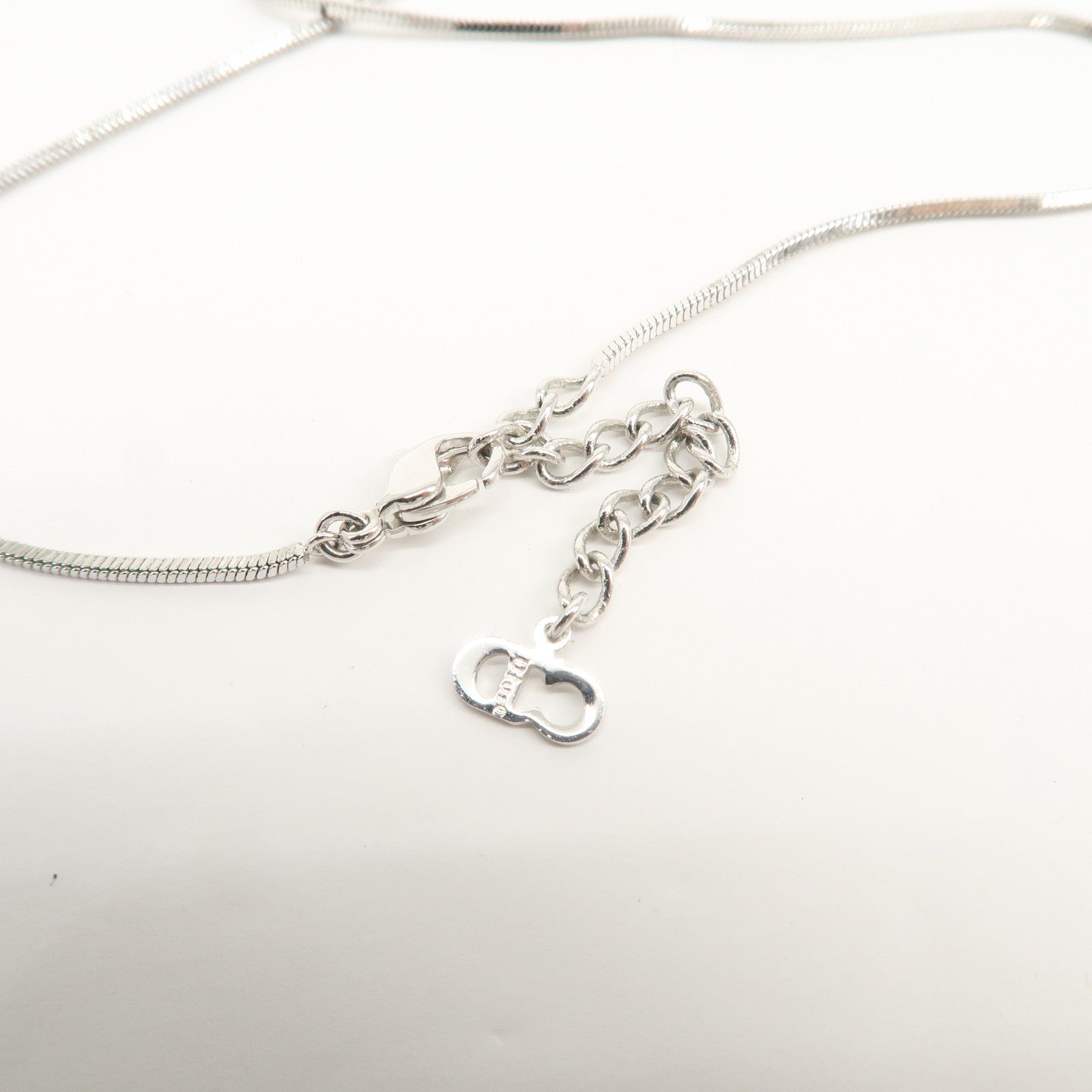 Christian Dior Trotter Logo Metal Necklace Pink Silver