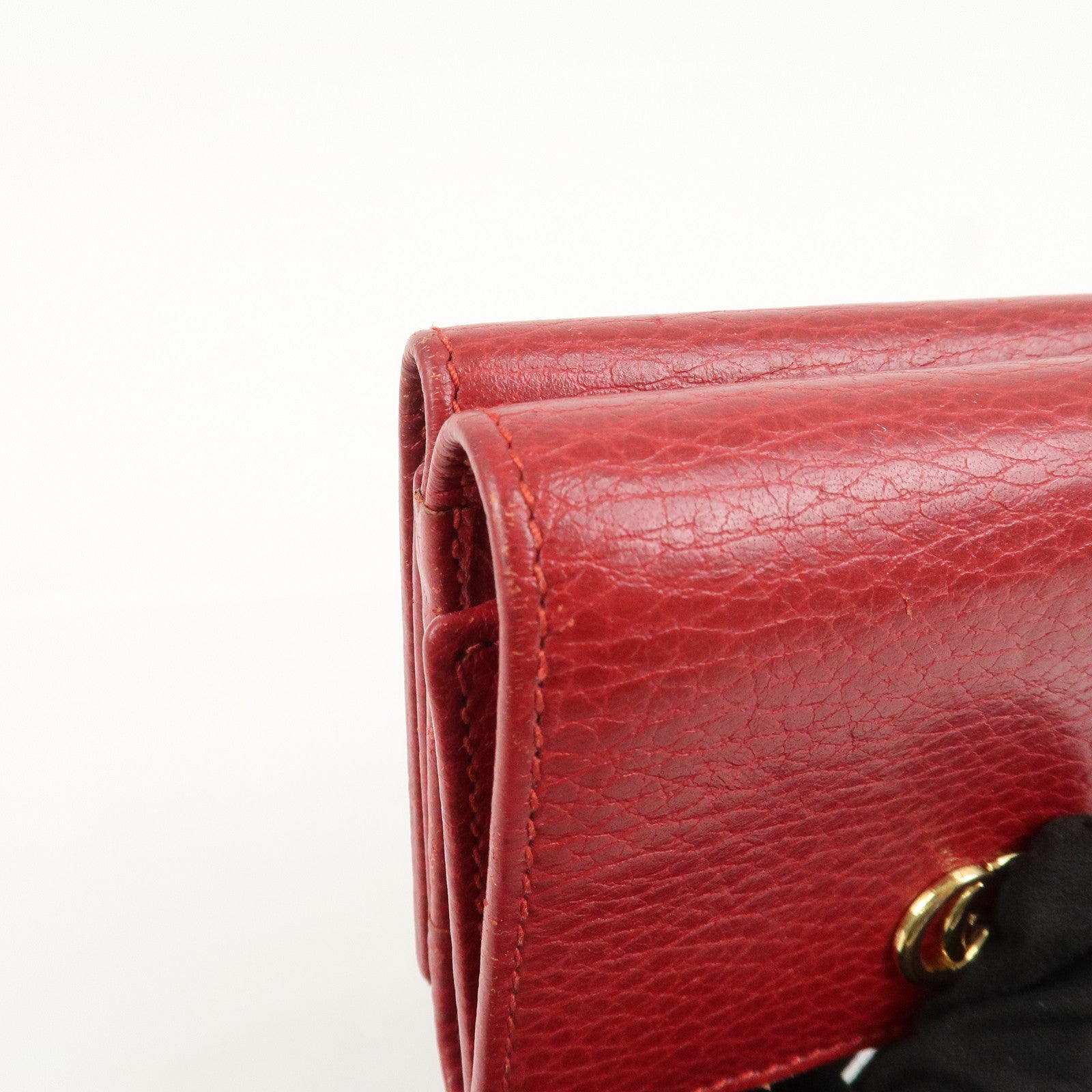 GUCCI GG Marmont Leather Tri-fold Compact Wallet Red 474746