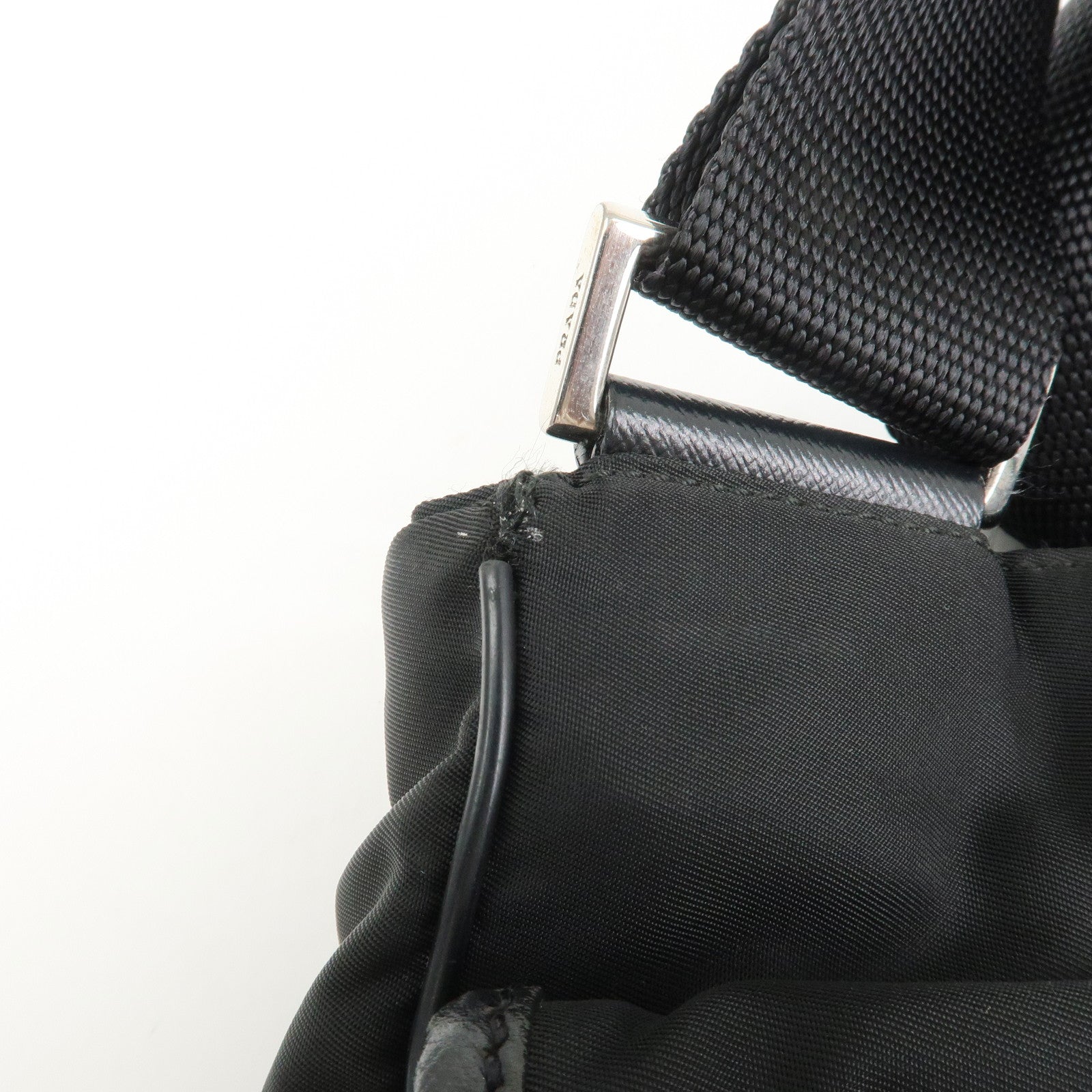 PRADA Nylon Saffiano Leather Shoulder Bag Black VA0269