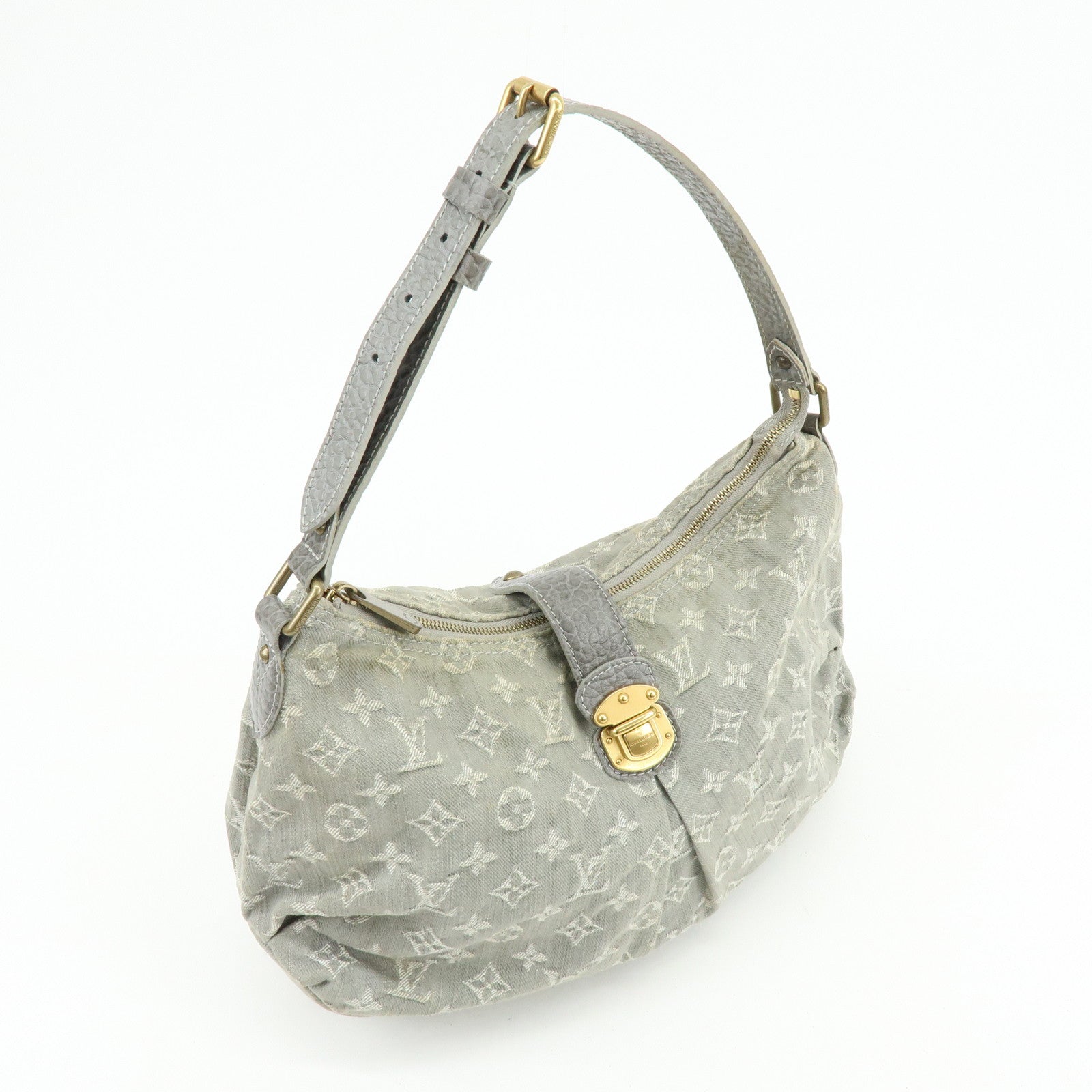 Louis Vuitton Slightly Denim Leather Shoulder Bag Gris M95384