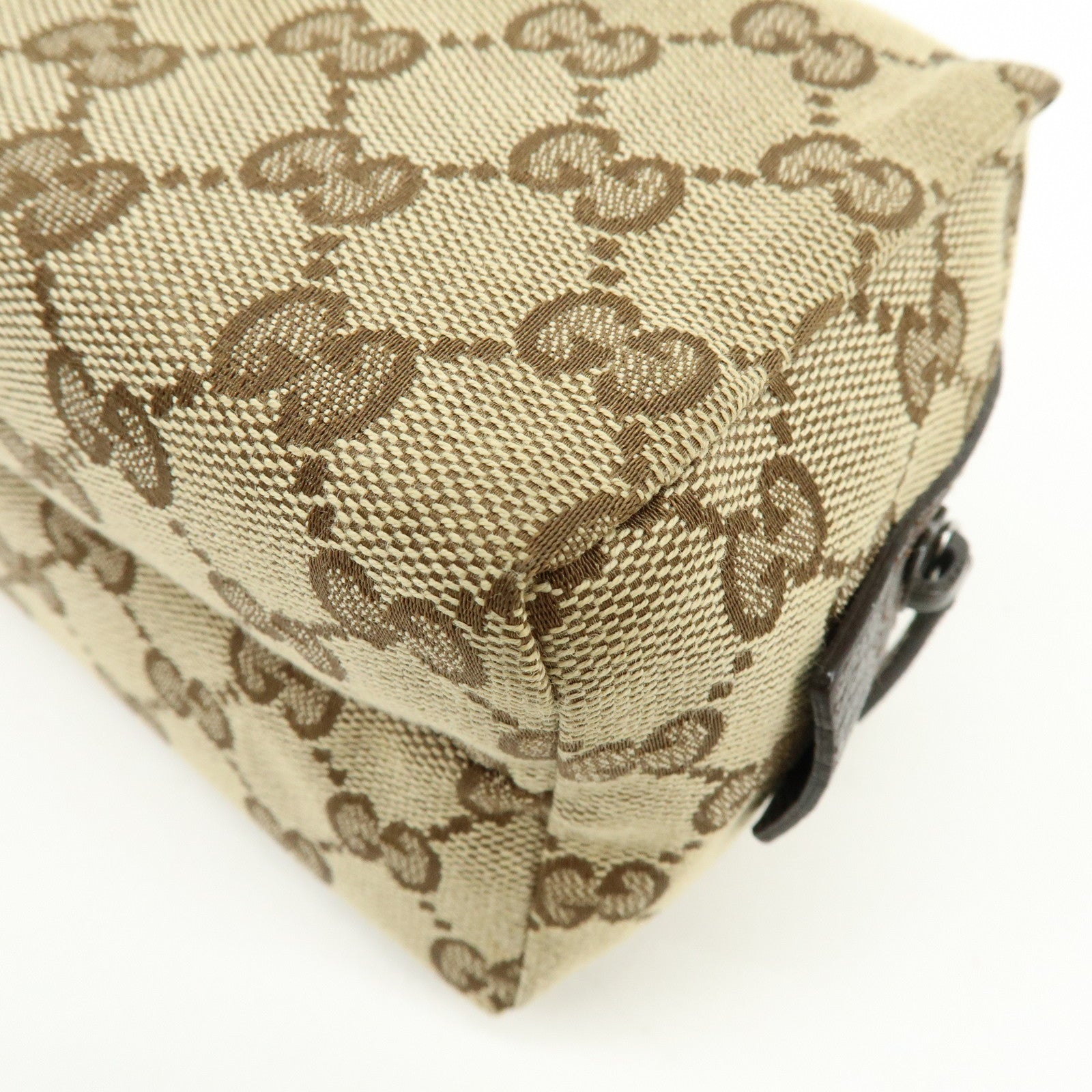 GUCCI GG Monogram Canvas Cosmetic Pouch Beige Brown 29595