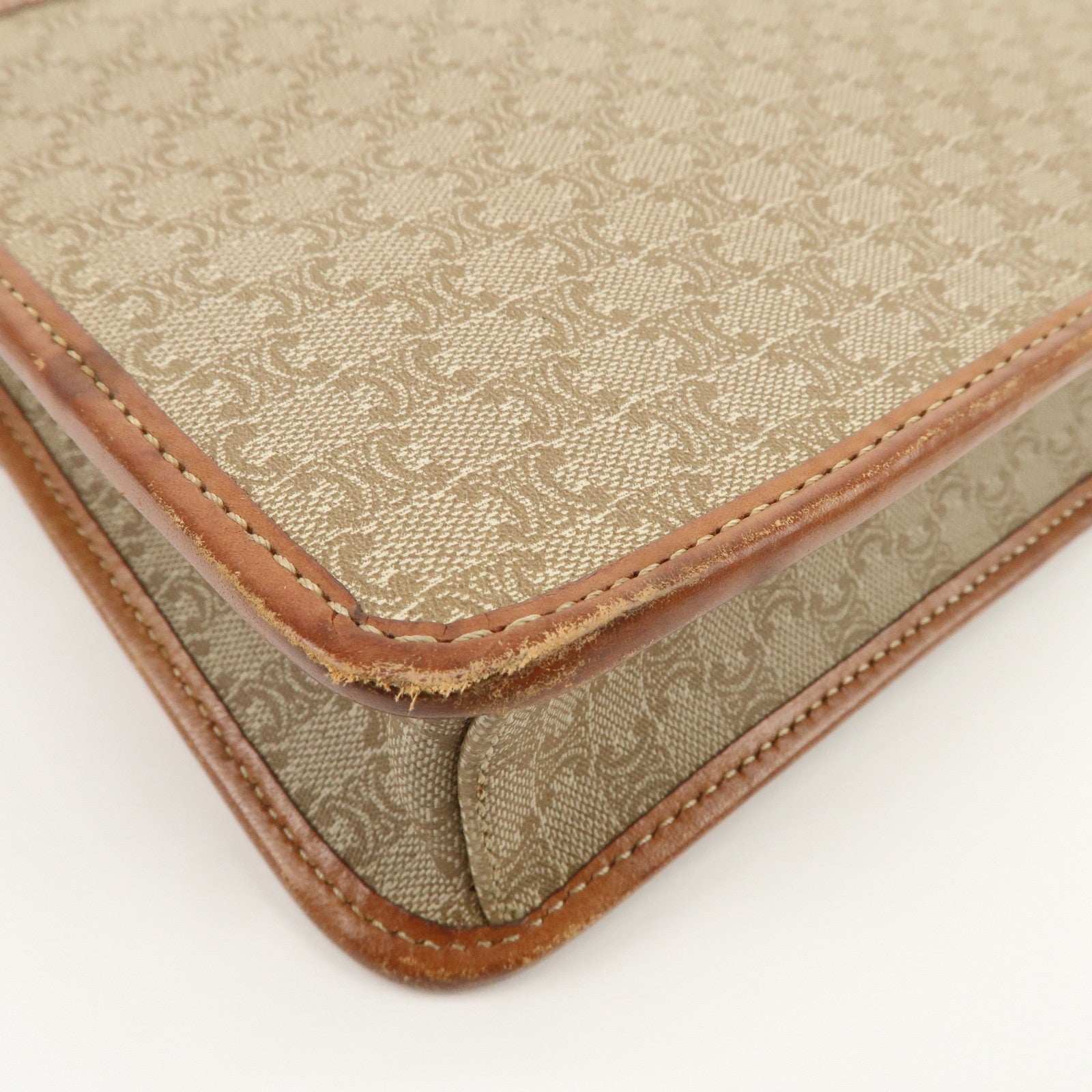 CELINE C Macadam 2Way Bag Shoulder Bag Clutch Bag Beige Brown