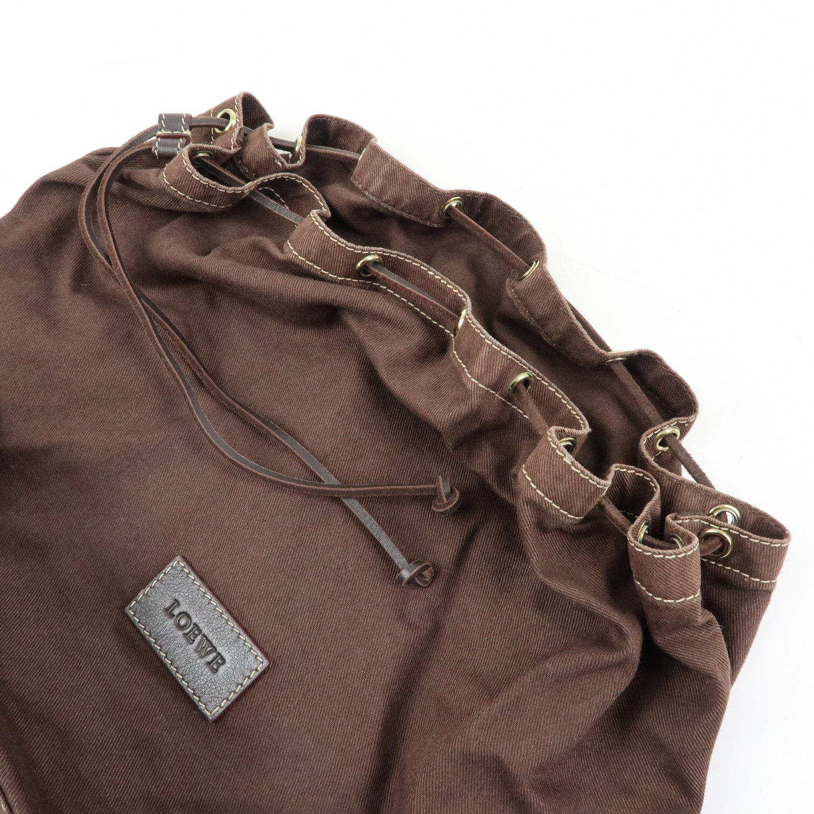 LOEWE Anagram Vinyl Leather Tote Bag Shoulder Bag Brown