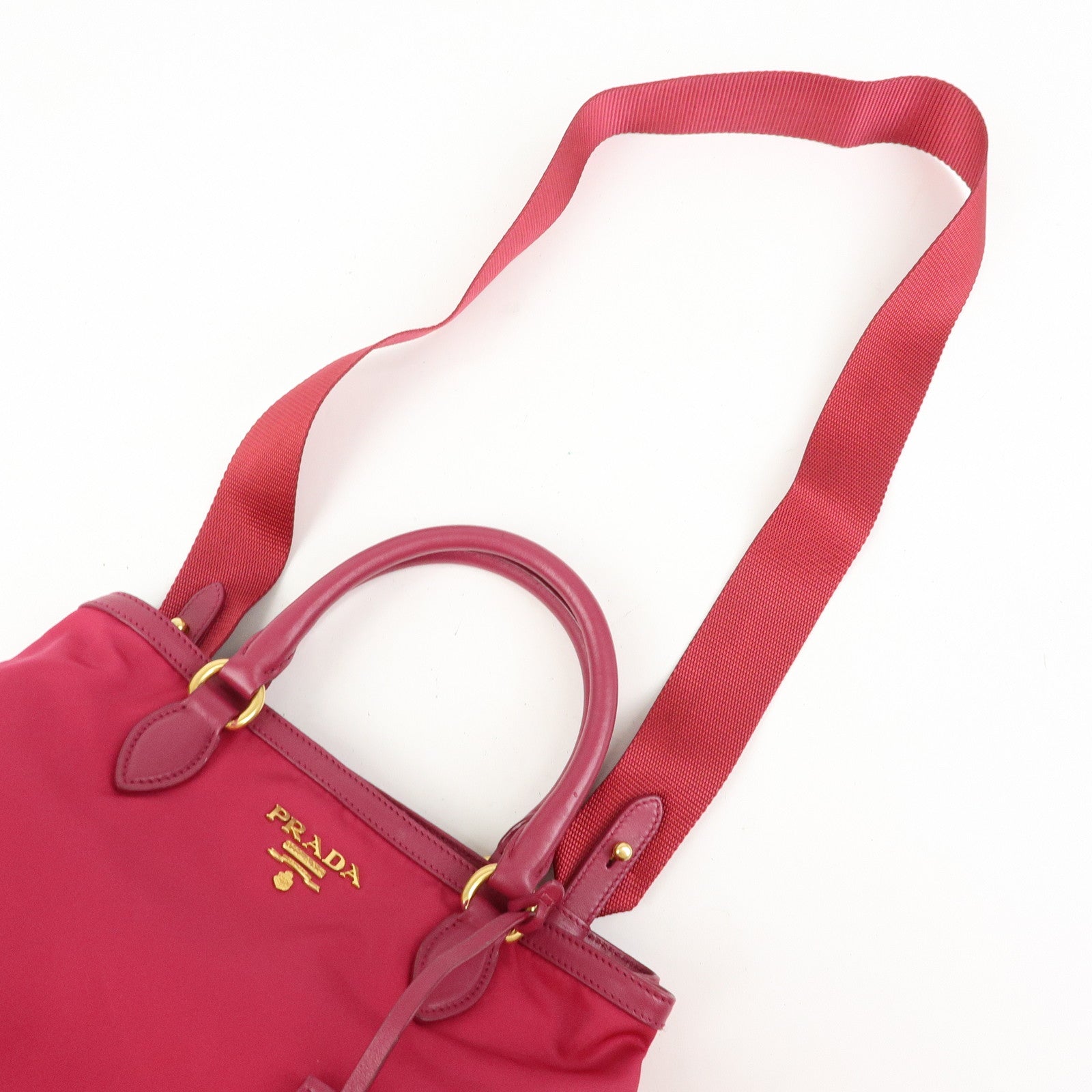 PRADA Nylon Leather 2Way Bag Hand Bag Shoulder Bag Pink 1BA172