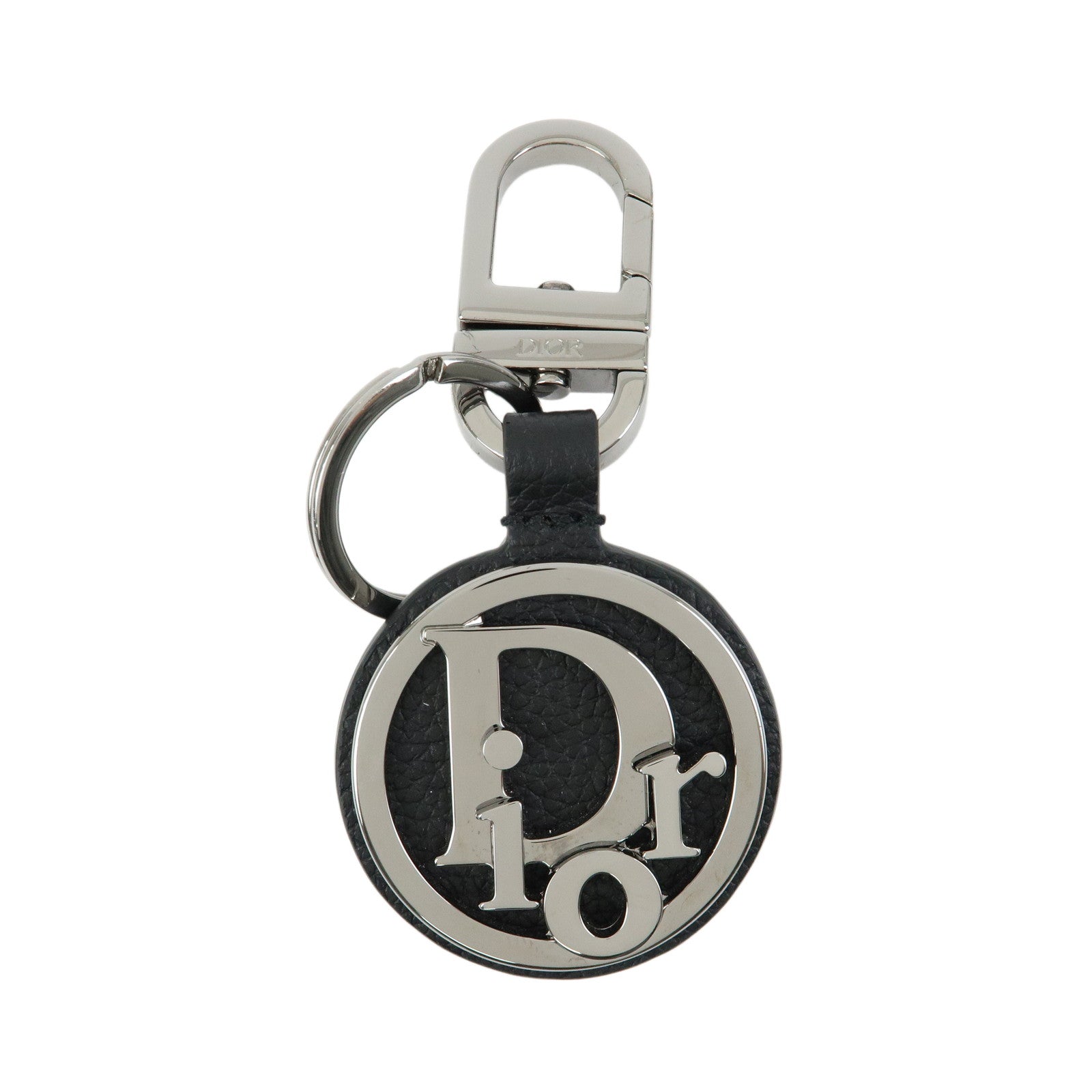 Christian Dior Grained Calf Leather D-Touch Key Ring Bag Charm