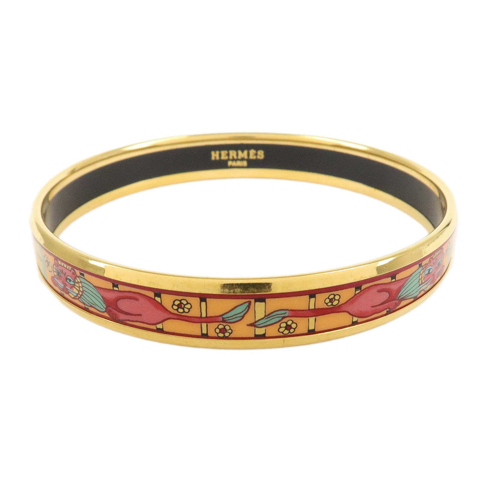HERMES Email PM Bangle Bracelet Cloisonne Enamel Z Stamped Multicolor Used