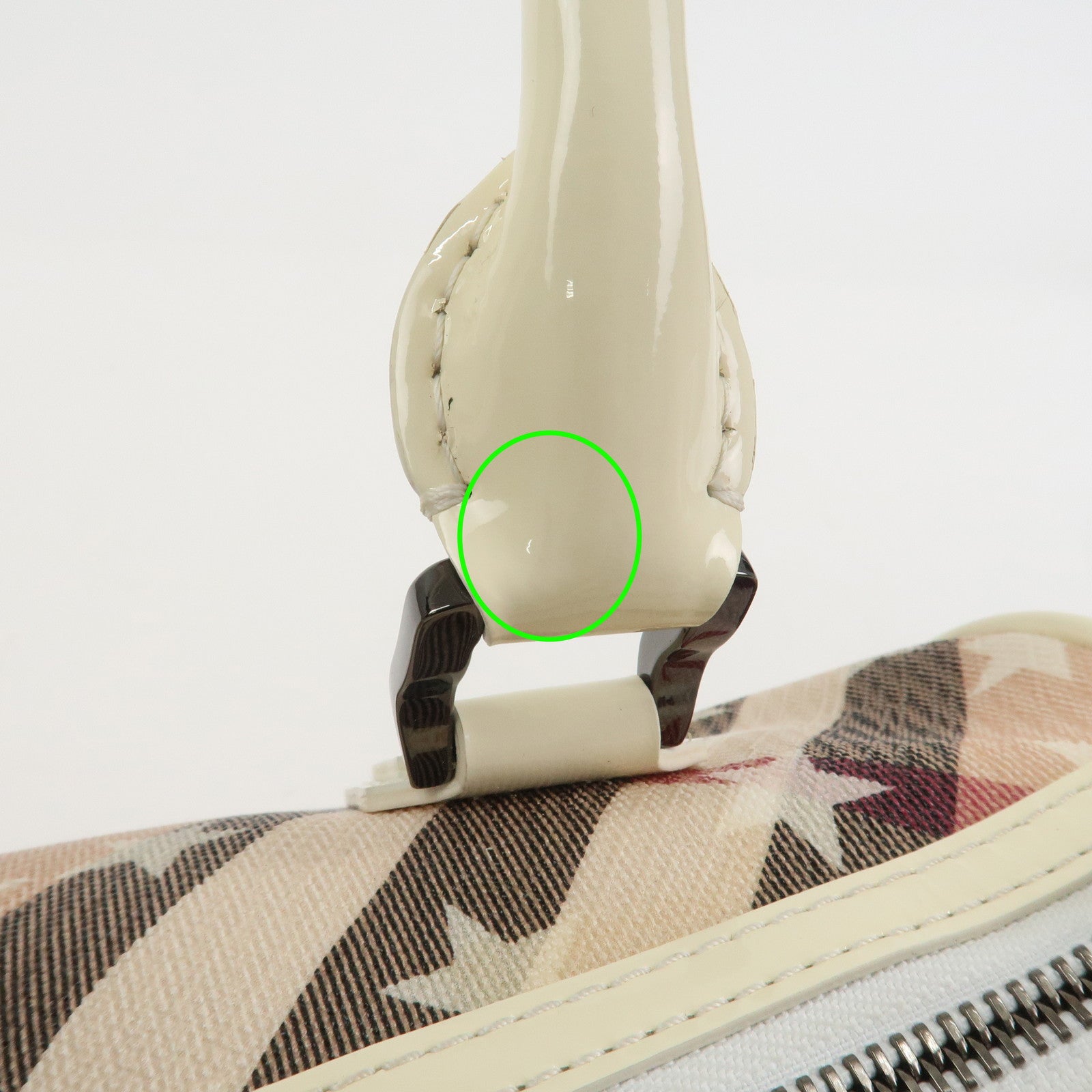 Burberry PVC Canvas Patent Leather 2Way Bag Hand Bag Beige Ivory