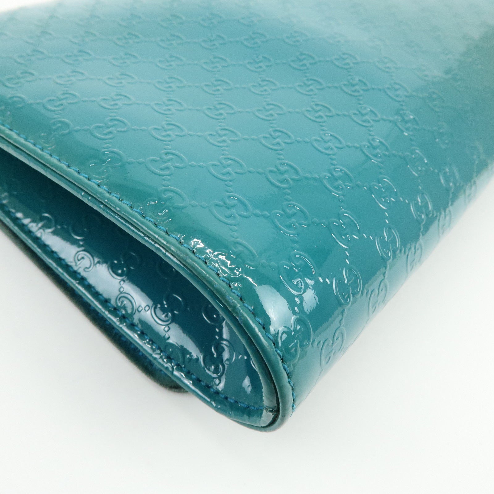 GUCCI Microguccissima Leather Hand Bag Clutch Bag Blue 339249