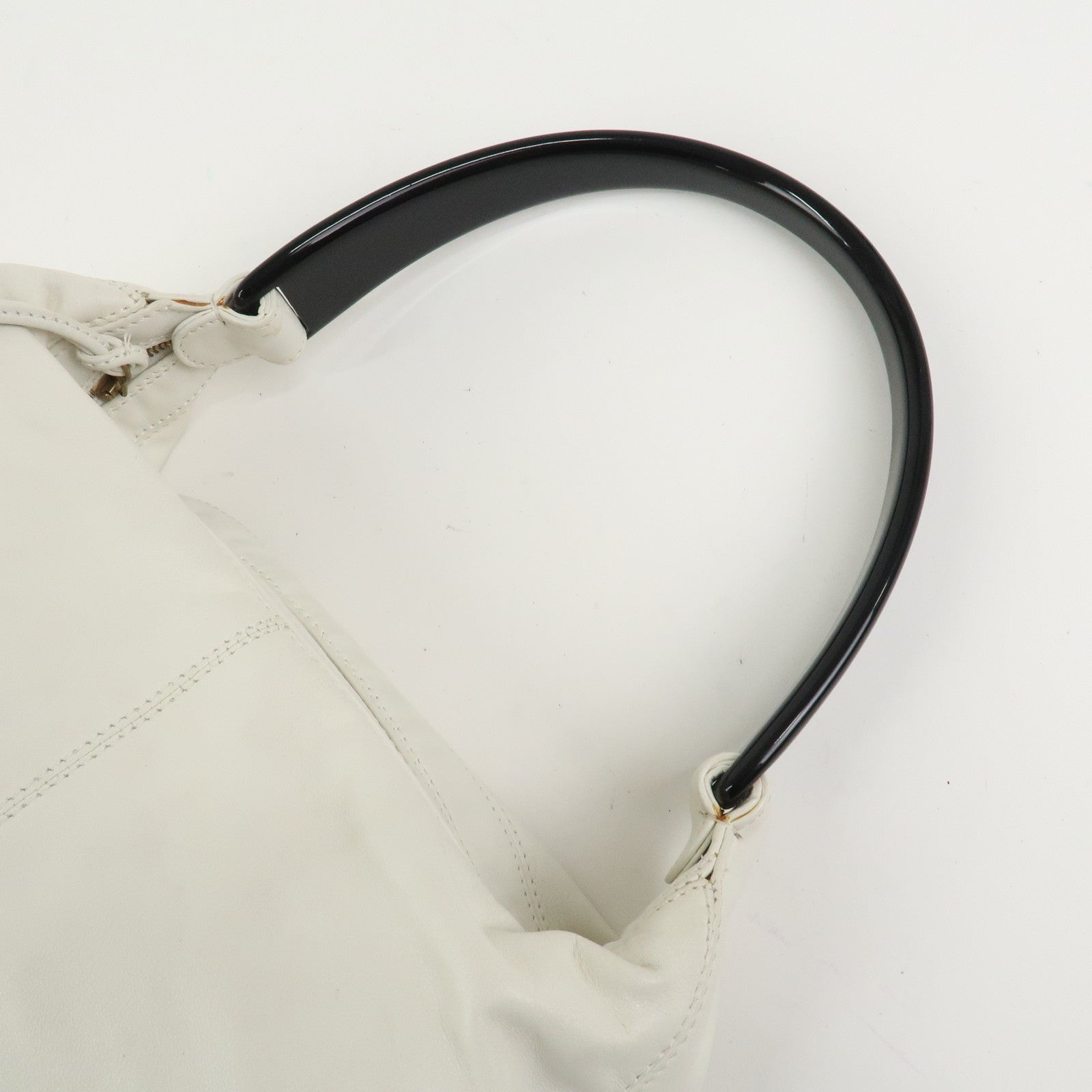 CHANEL Lamb skin Plastic Shoulder Bag Hand Bag White Black