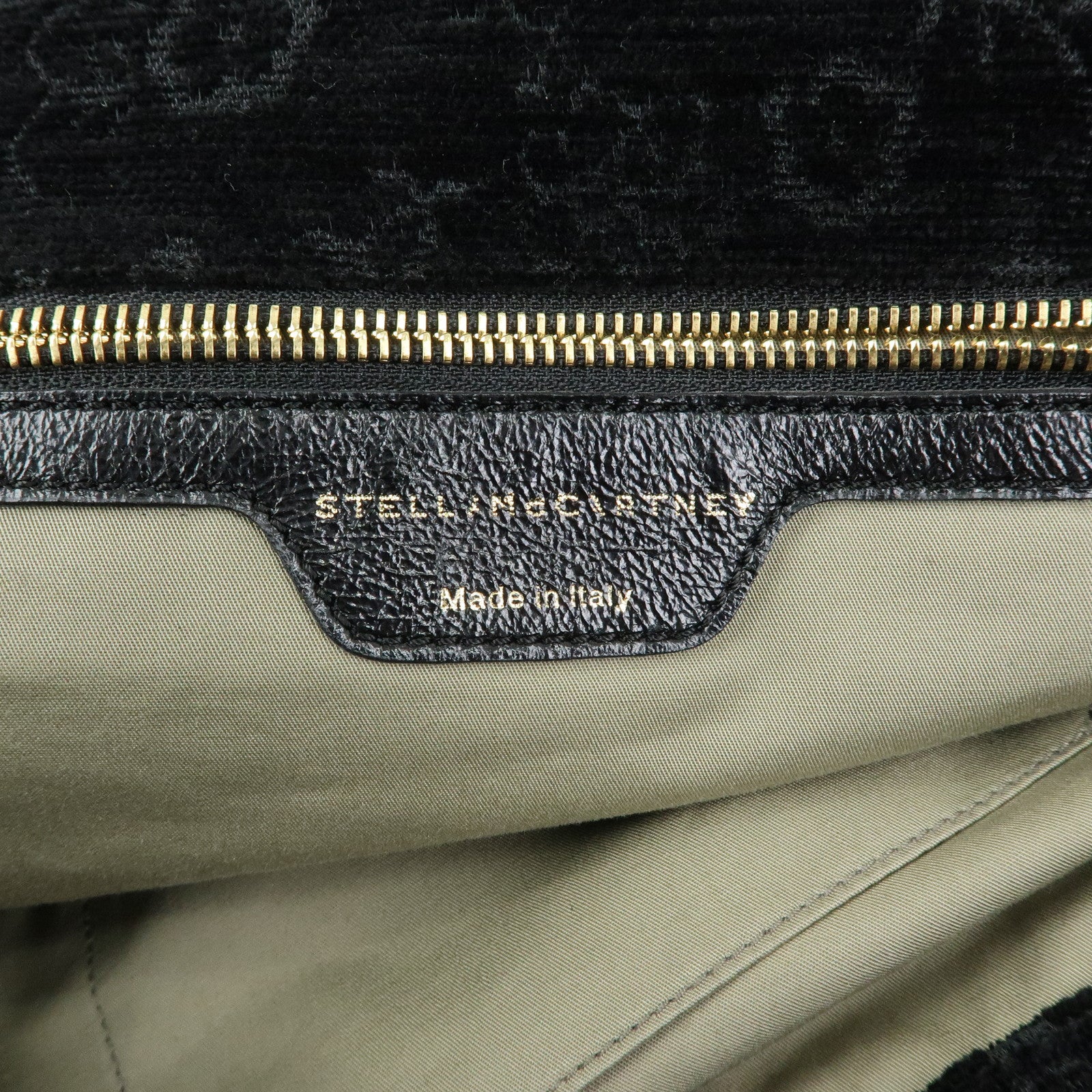 STELLA MCCARTNEY Canvas Leather Tote Hand Bag Paisley Pattern Black