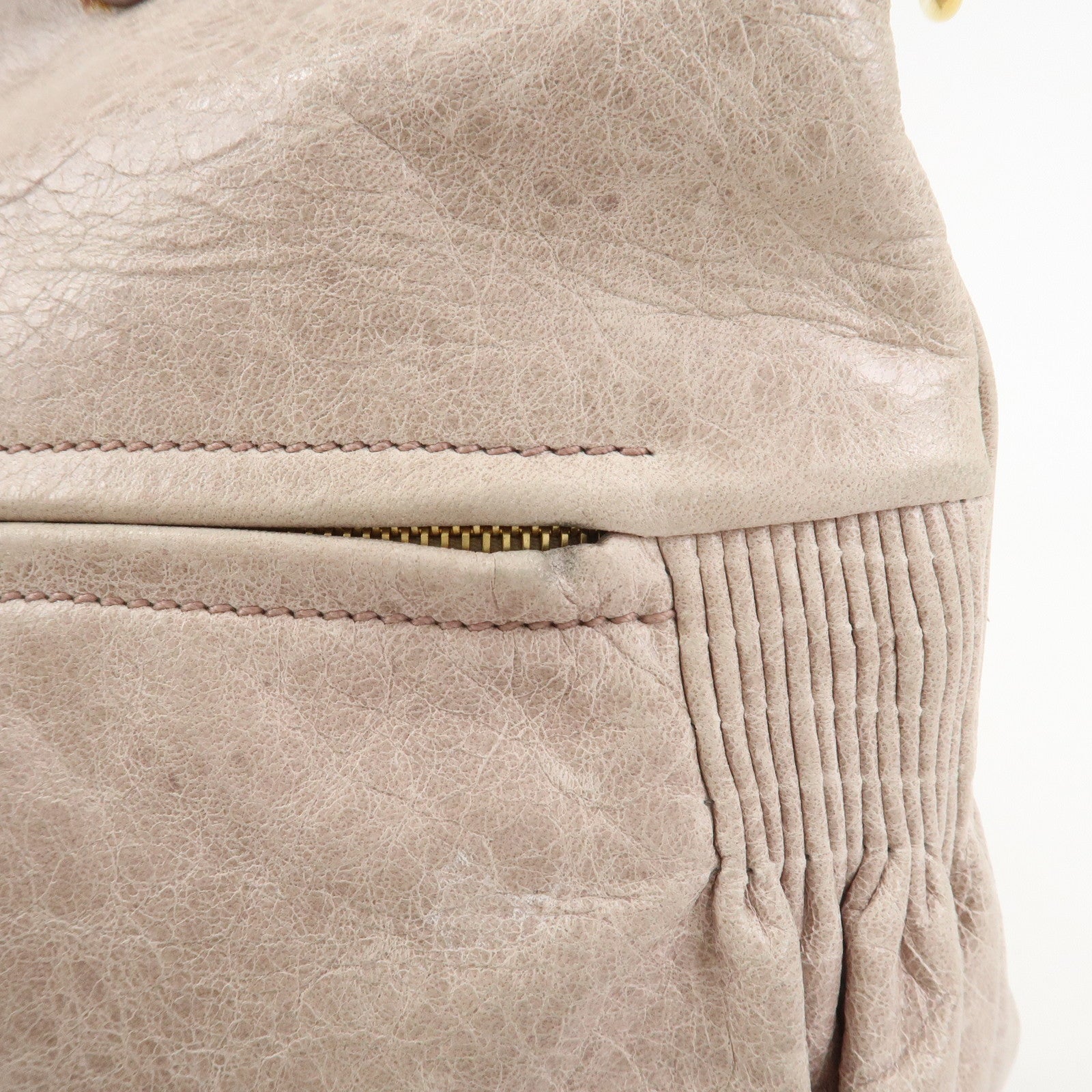 MIU MIU Logo Leather  2Way Bag Hand Bag Shoulder Bag Ivory