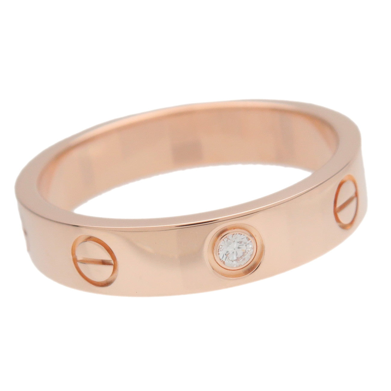 Cartier Mini Love Ring 1P Diamond #52 K18 750PG Rose Gold US6-6.5