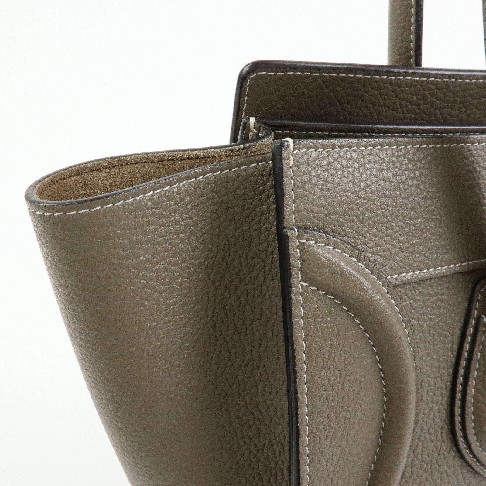 CELINE Luggage Micro Shopper Calf Leather Hand Bag Gray