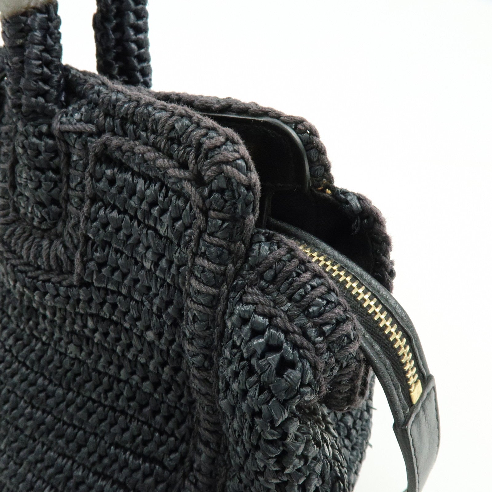 SAINT LAURENT PARIS Baby Downtown Cabas Raffia 2Way Hand Bag 436834