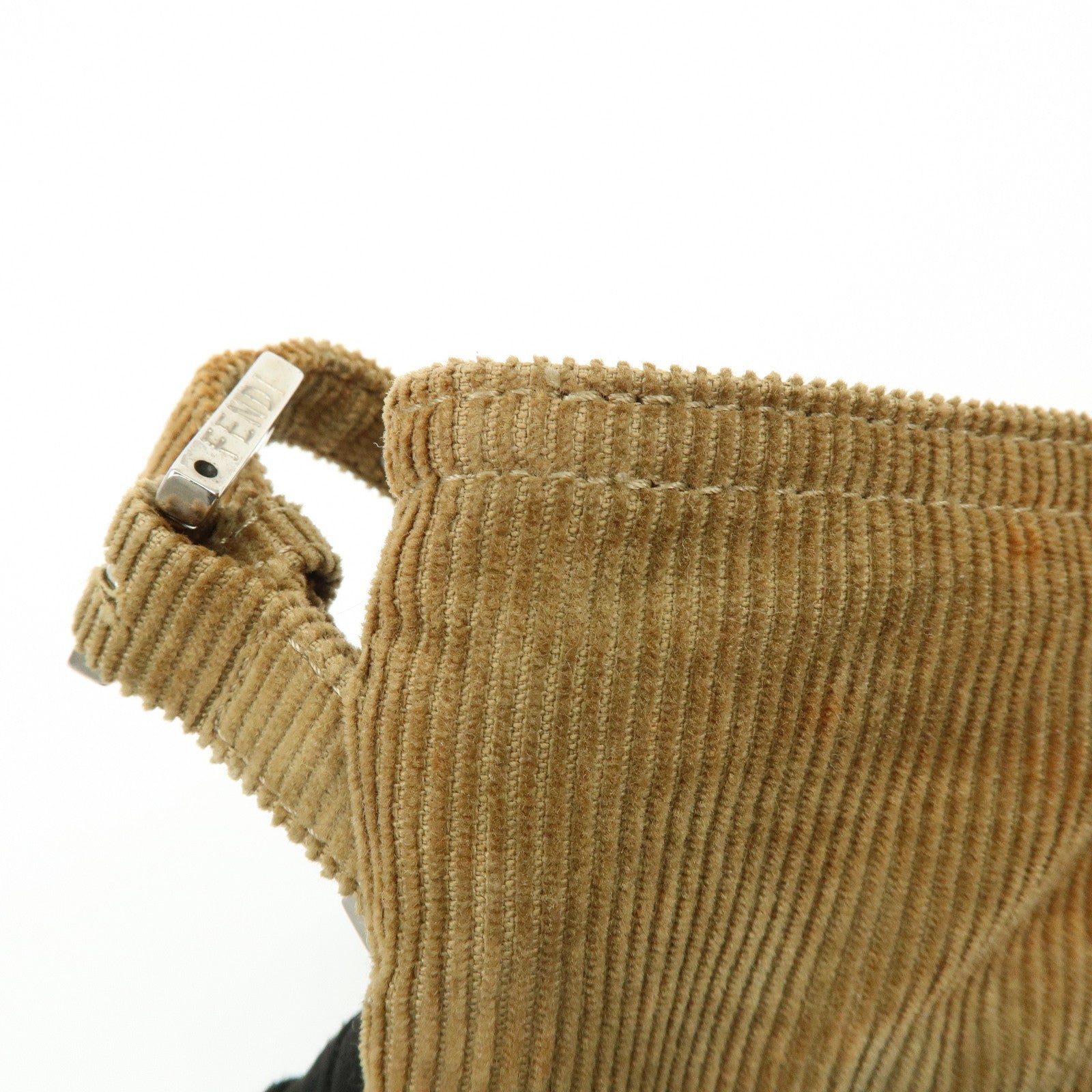 FENDI Corduroy Shoulder Bag Crossbody Bag Brown 26685