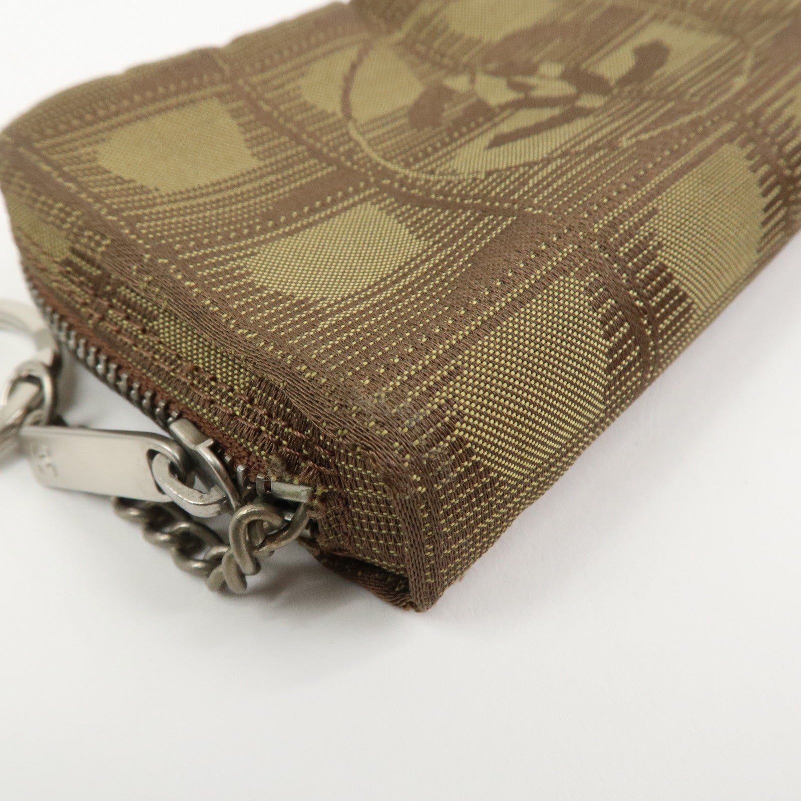 CHANEL New Travel Line Nylon Jacquard Cosmetic Pouch Khaki