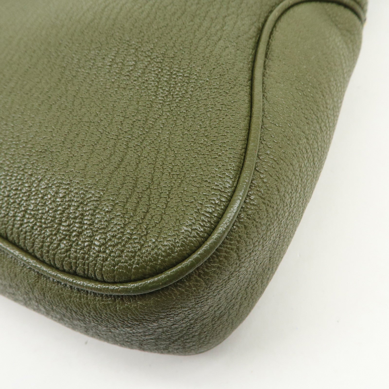 Ferragamo Logo Leather Shoulder Bag Hand Bag Khaki