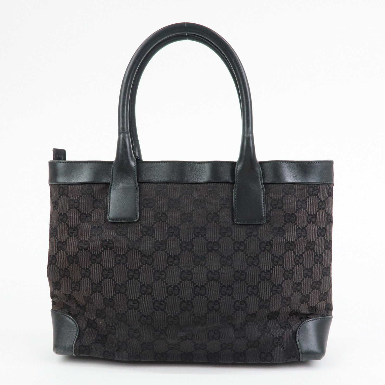 GUCCI GG Canvas Leather Tote Bag Hand  Bag Black 002・1119・1705