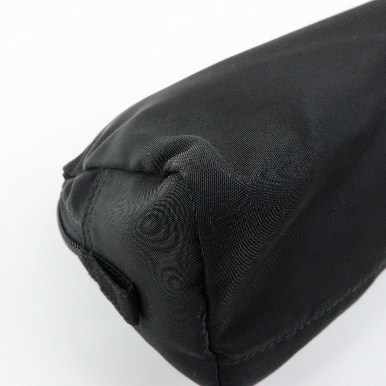 PRADA Triangle Logo Nylon Saffiano Leather Cosmetic Pouch 1NA693
