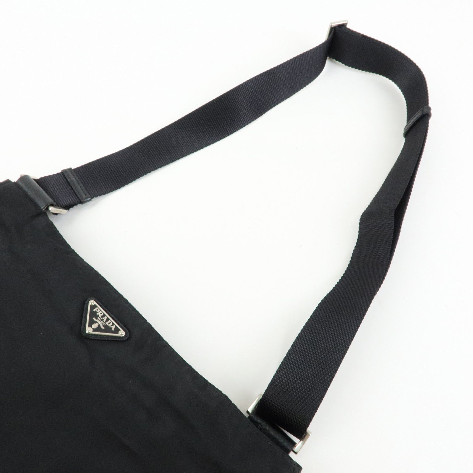 PRADA Triangle Logo Nylon Shoulder Bag Crossbody Bag Black