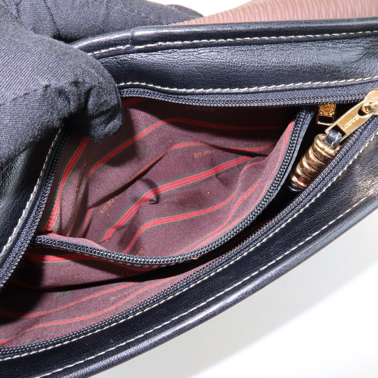 LOEWE Velazquez Logo Leather Clutch Bag Black Brown