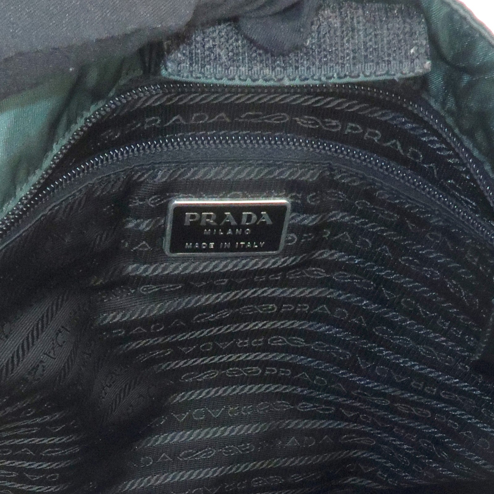 PRADA Triangle Logo Nylon Leather Shoulder Bag Hand Dark Green
