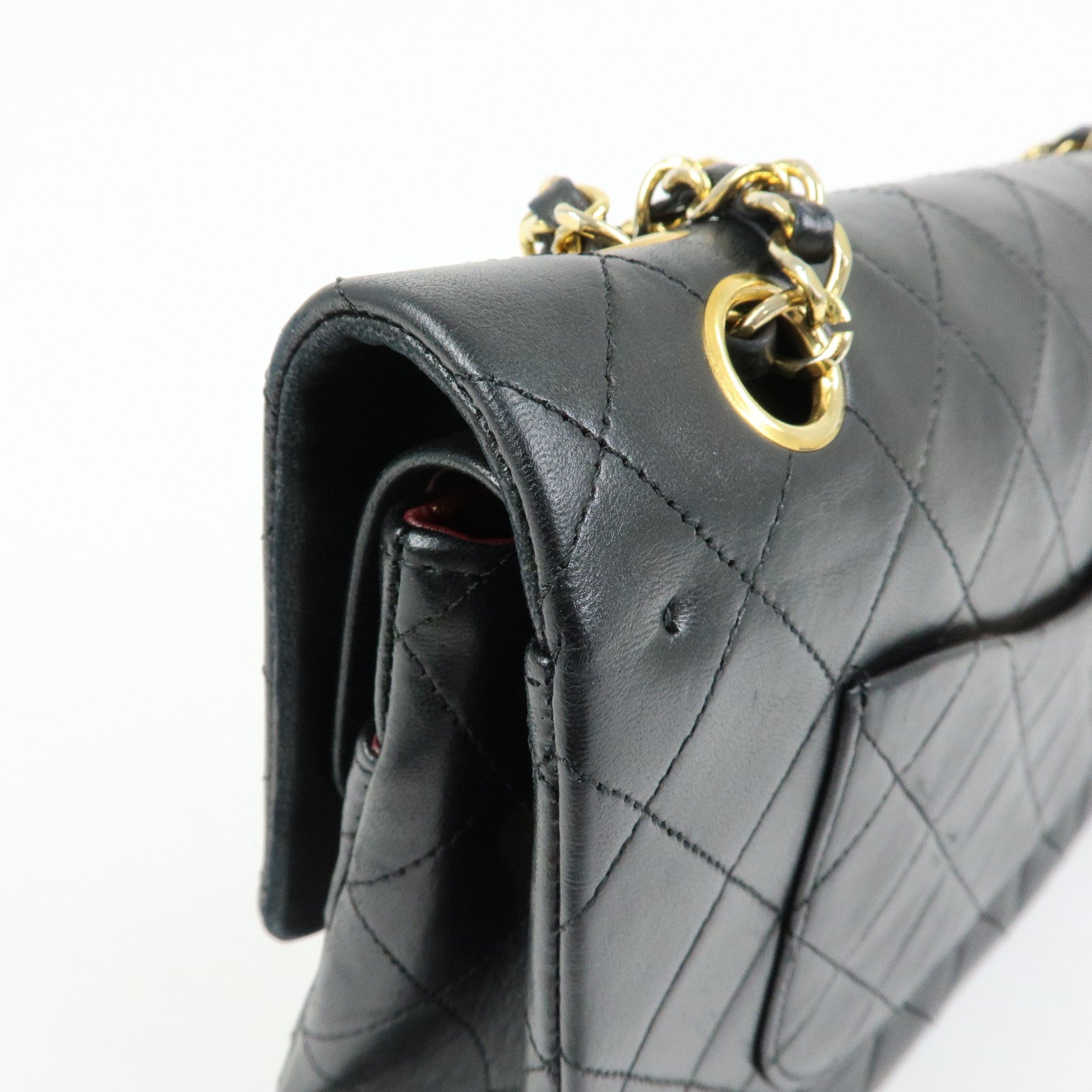 CHANEL Matelasse 25 Double Flap Chain Shoulder Bag Black A01112