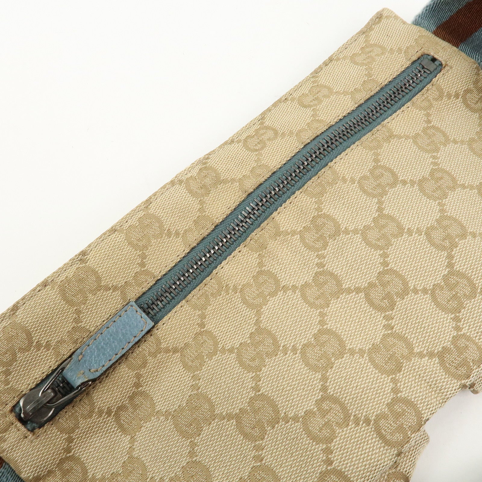 GUCCI Sherry GG Monogram Canvas Leather Body Bag Waist Pouch 162962