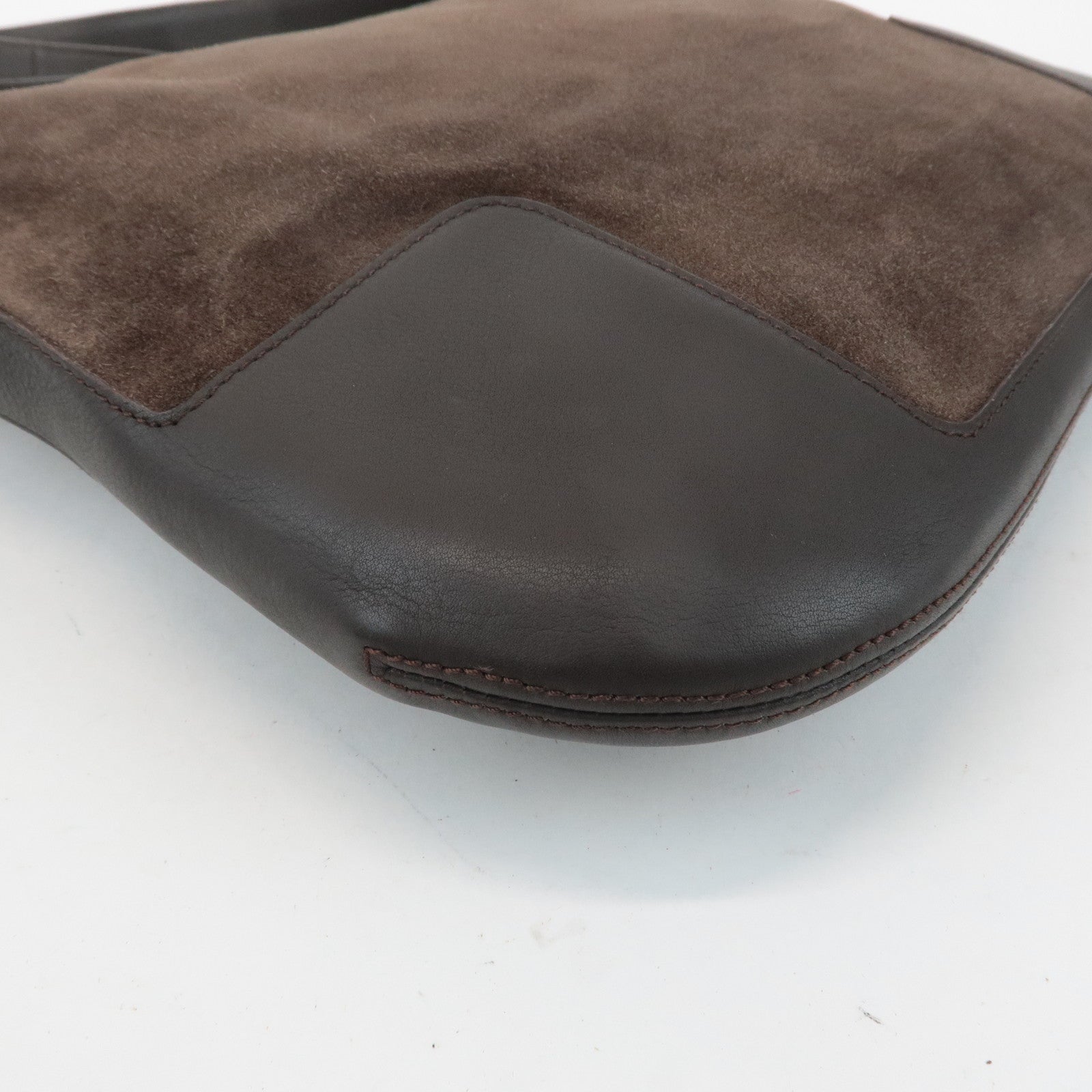 LOEWE Anagram Suede Leather Shoulder Bag Brown Used