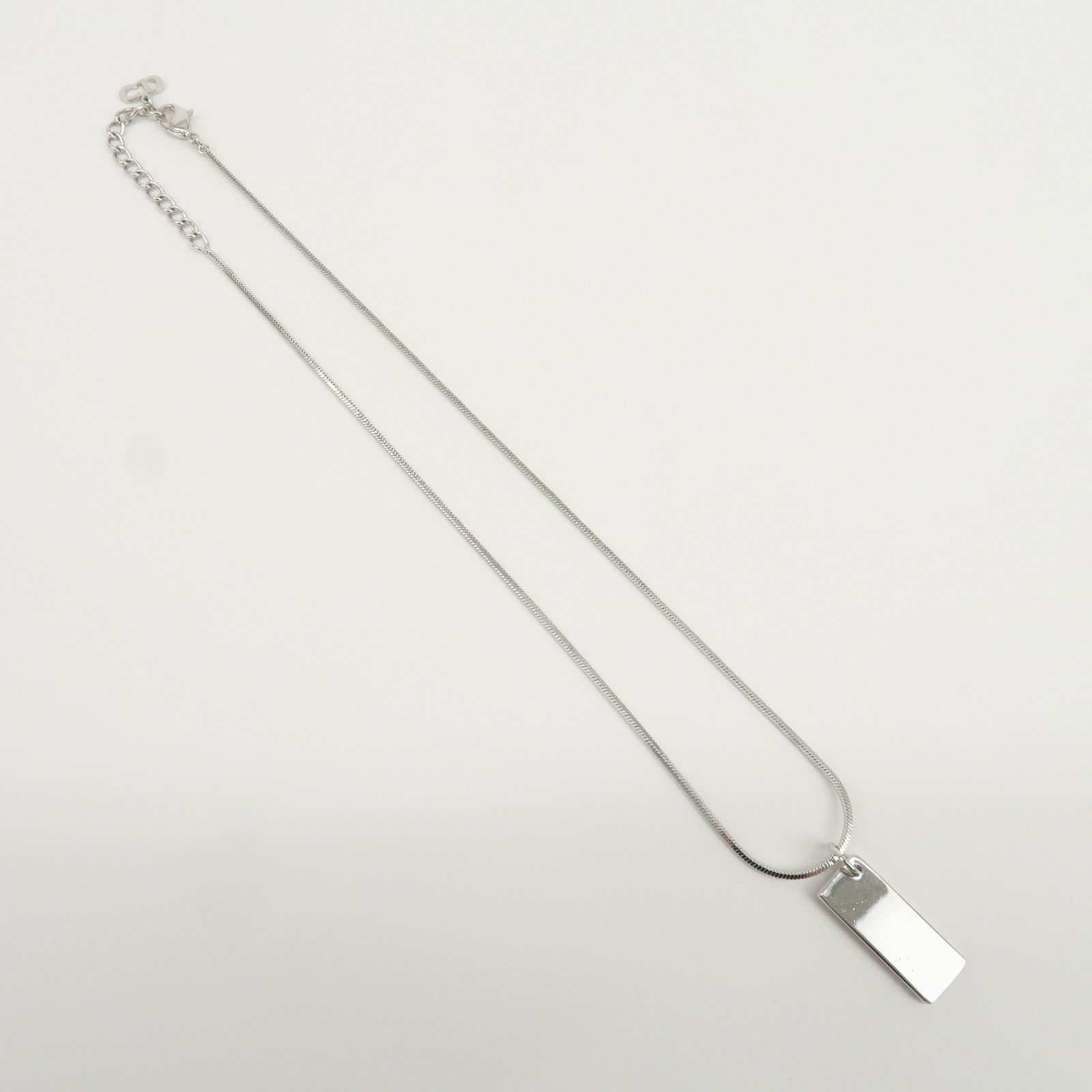 Christian Dior Trotter Metal Necklace Silver Pink White
