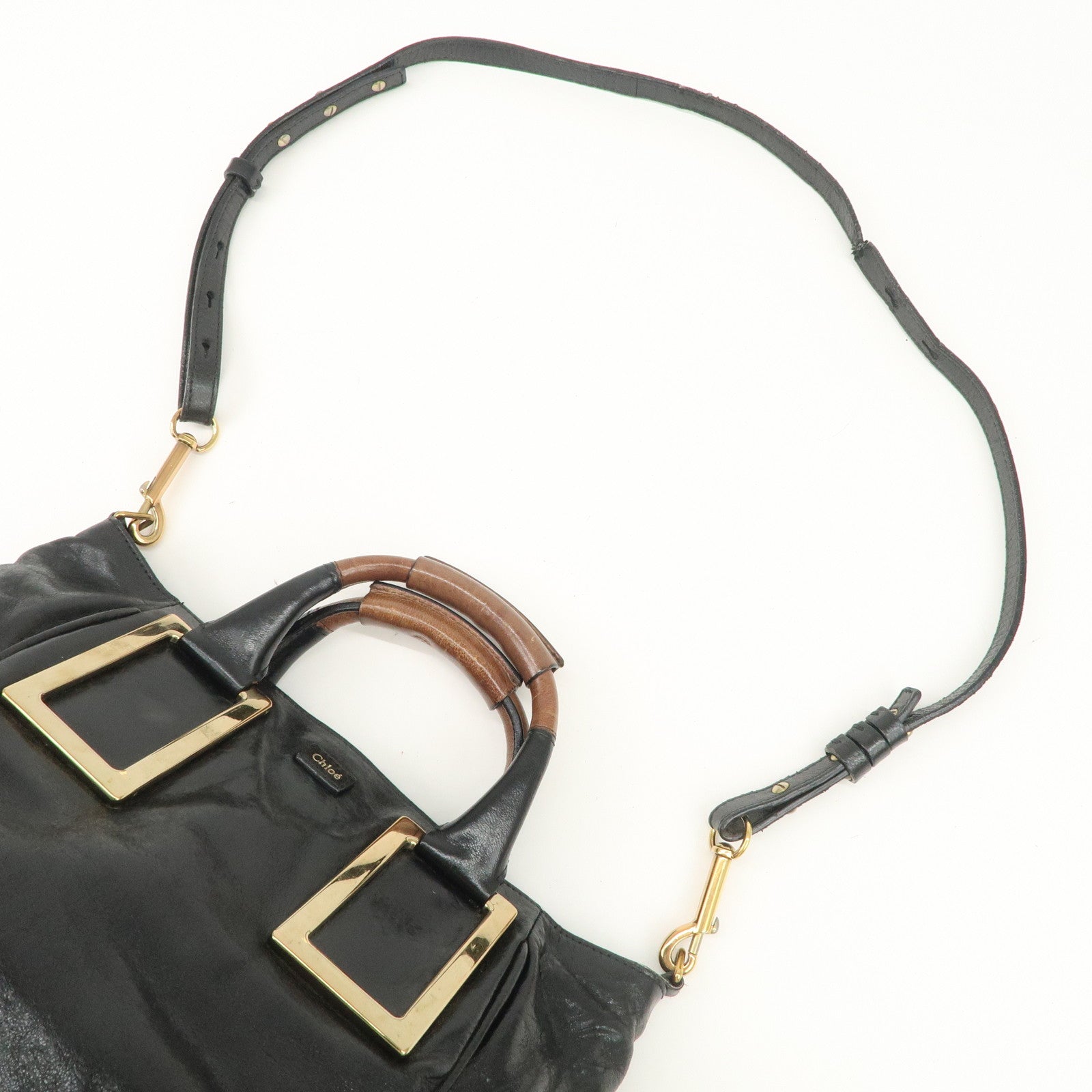 Chloe ETHEL Leather 2Way Hand Bag Shoulder Bag Crossbody Bag Black