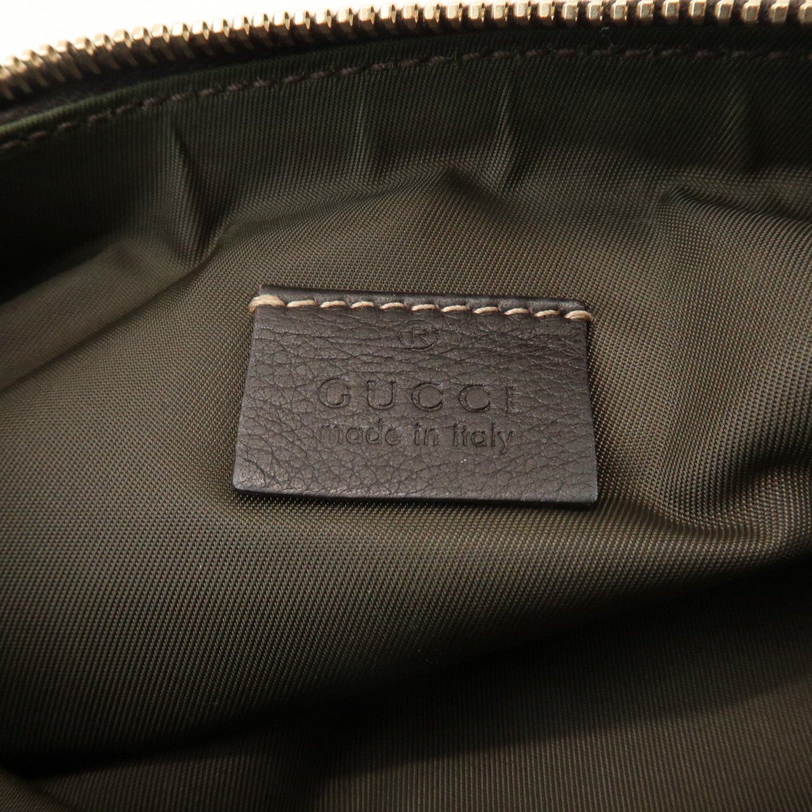 GUCCI Interlocking G GG Canvas Leather Pouch Wristlet Bag 212203